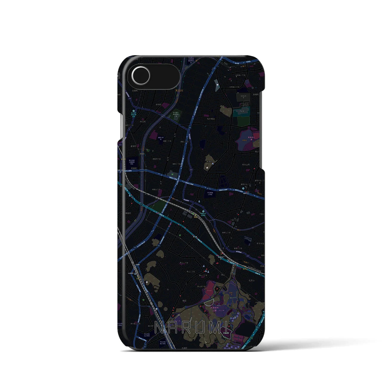 【鳴海(愛知県)】地図柄iPhoneケース(バックカバータイプ)