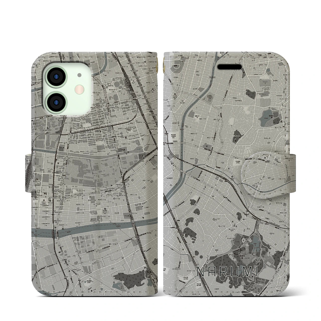 【鳴海(愛知県)】地図柄iPhoneケース(手帳タイプ)