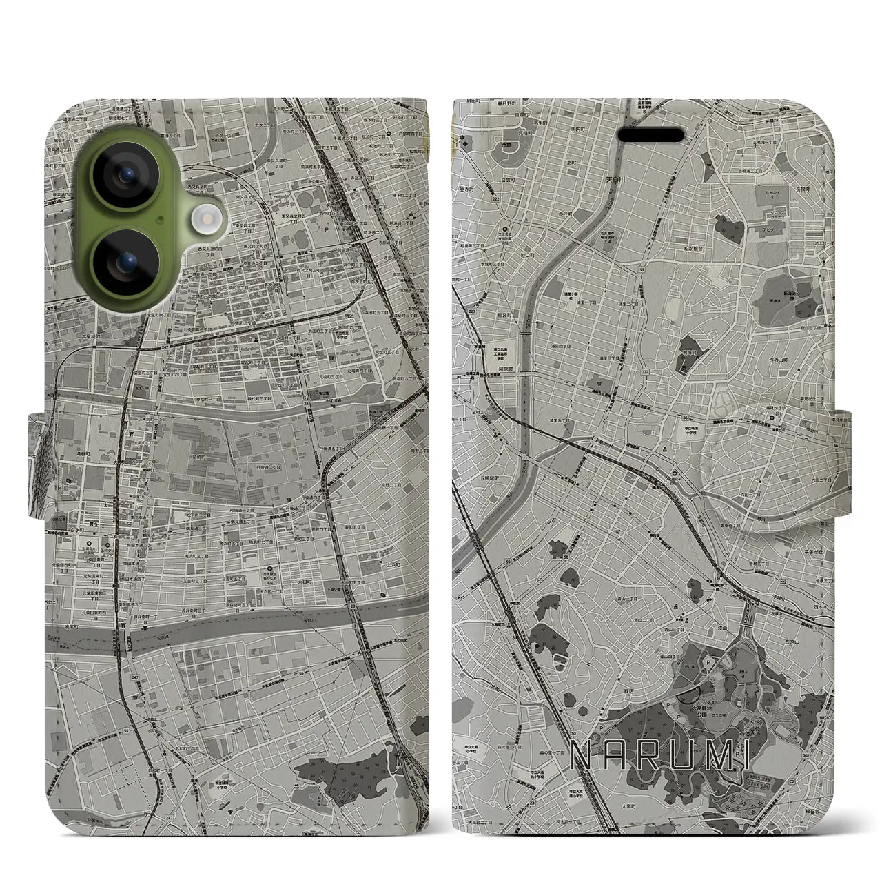 【鳴海(愛知県)】地図柄iPhoneケース(手帳タイプ)