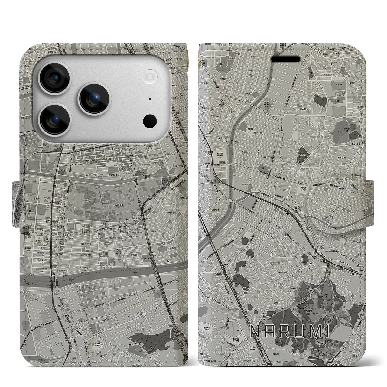 【鳴海(愛知県)】地図柄iPhoneケース(手帳タイプ)