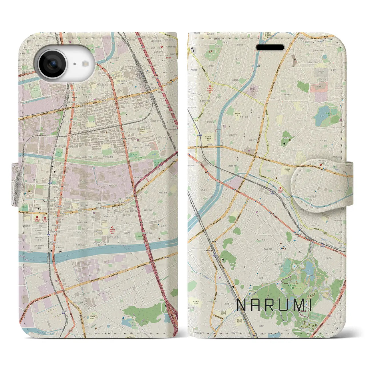 【鳴海(愛知県)】地図柄iPhoneケース(手帳タイプ)