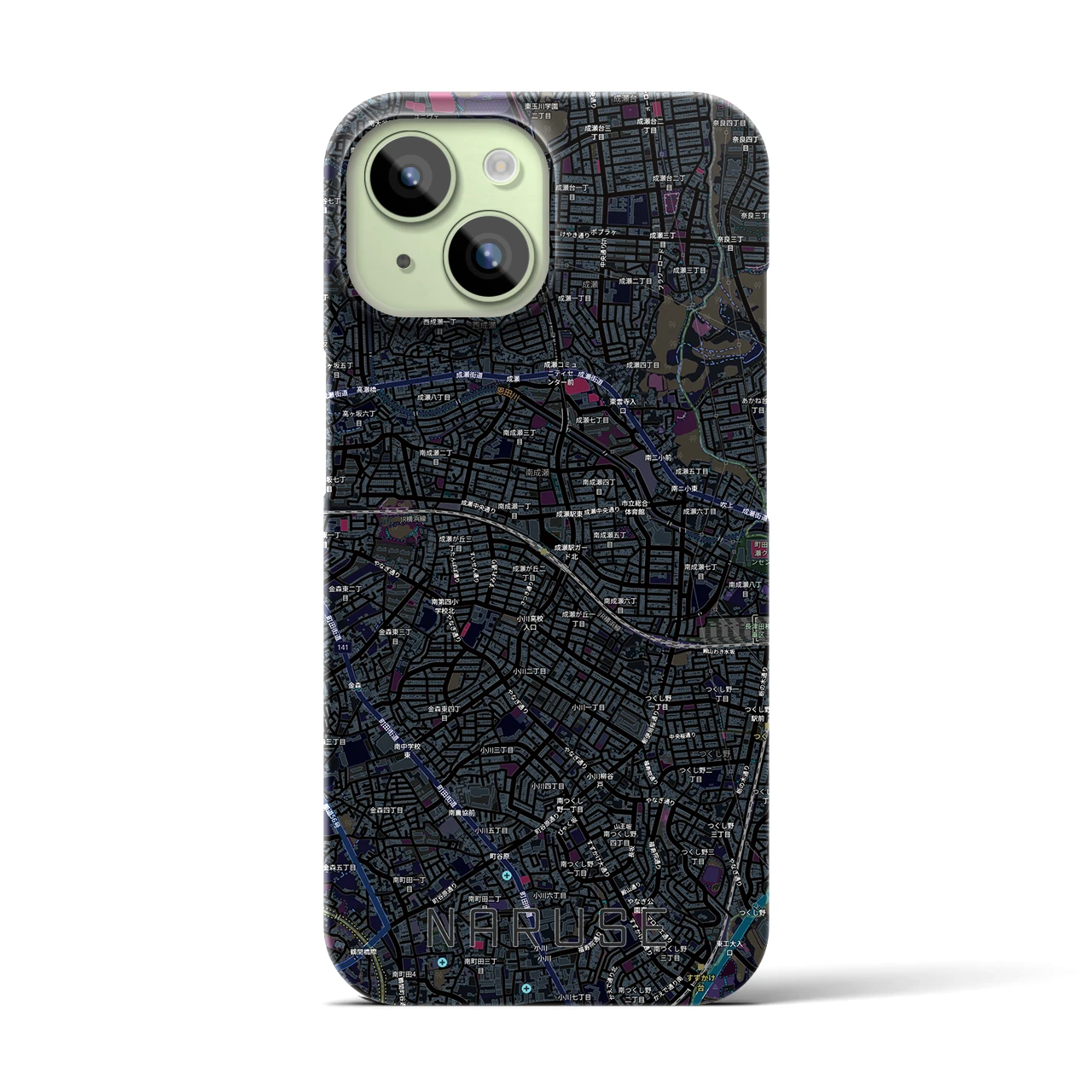 【成瀬(東京都)】地図柄iPhoneケース(バックカバータイプ)