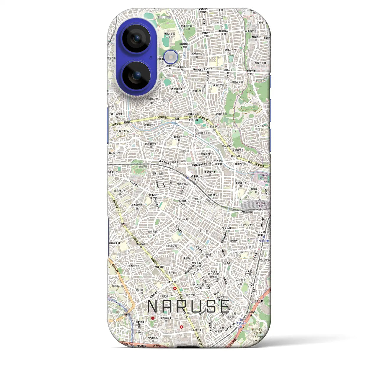 【成瀬(東京都)】地図柄iPhoneケース(バックカバータイプ)ブラック・iPhone 16 Pro Max 用