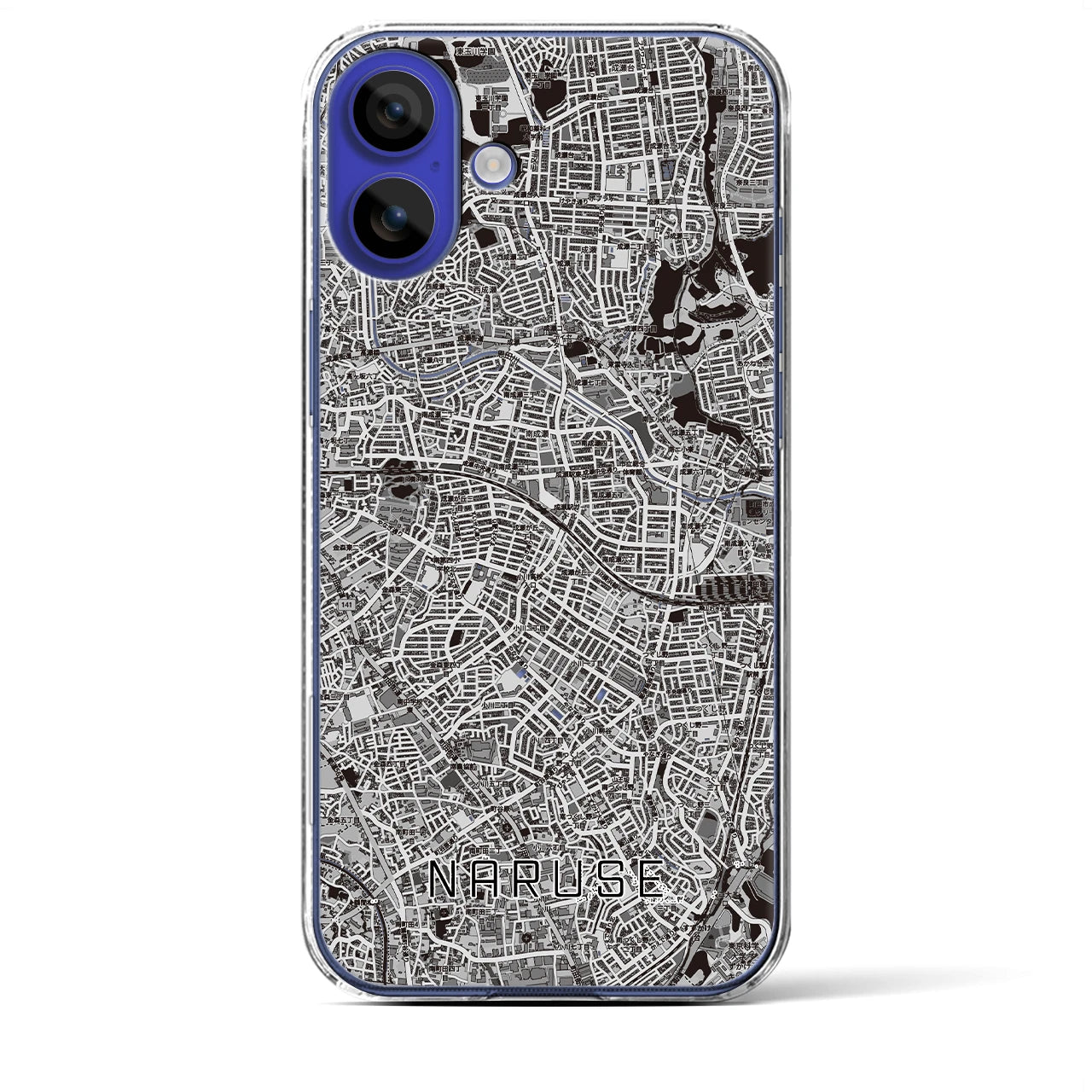 【成瀬(東京都)】地図柄iPhoneケース(クリアタイプ)モノトーン・iPhone 16 Pro Max 用