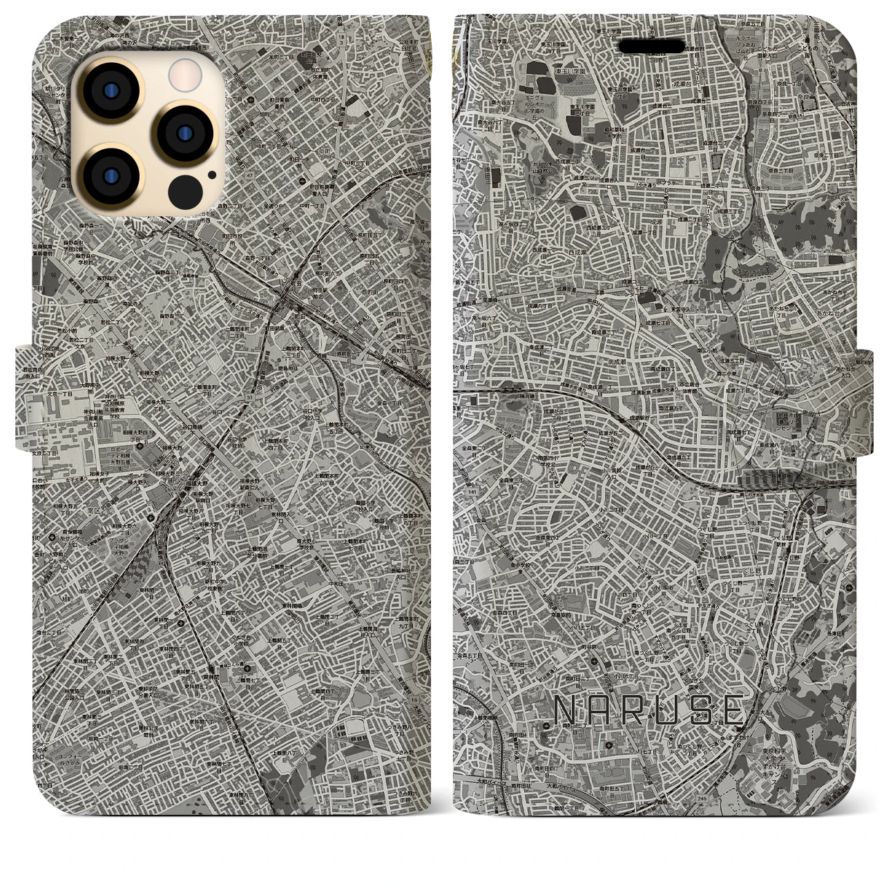 【成瀬(東京都)】地図柄iPhoneケース(手帳タイプ)