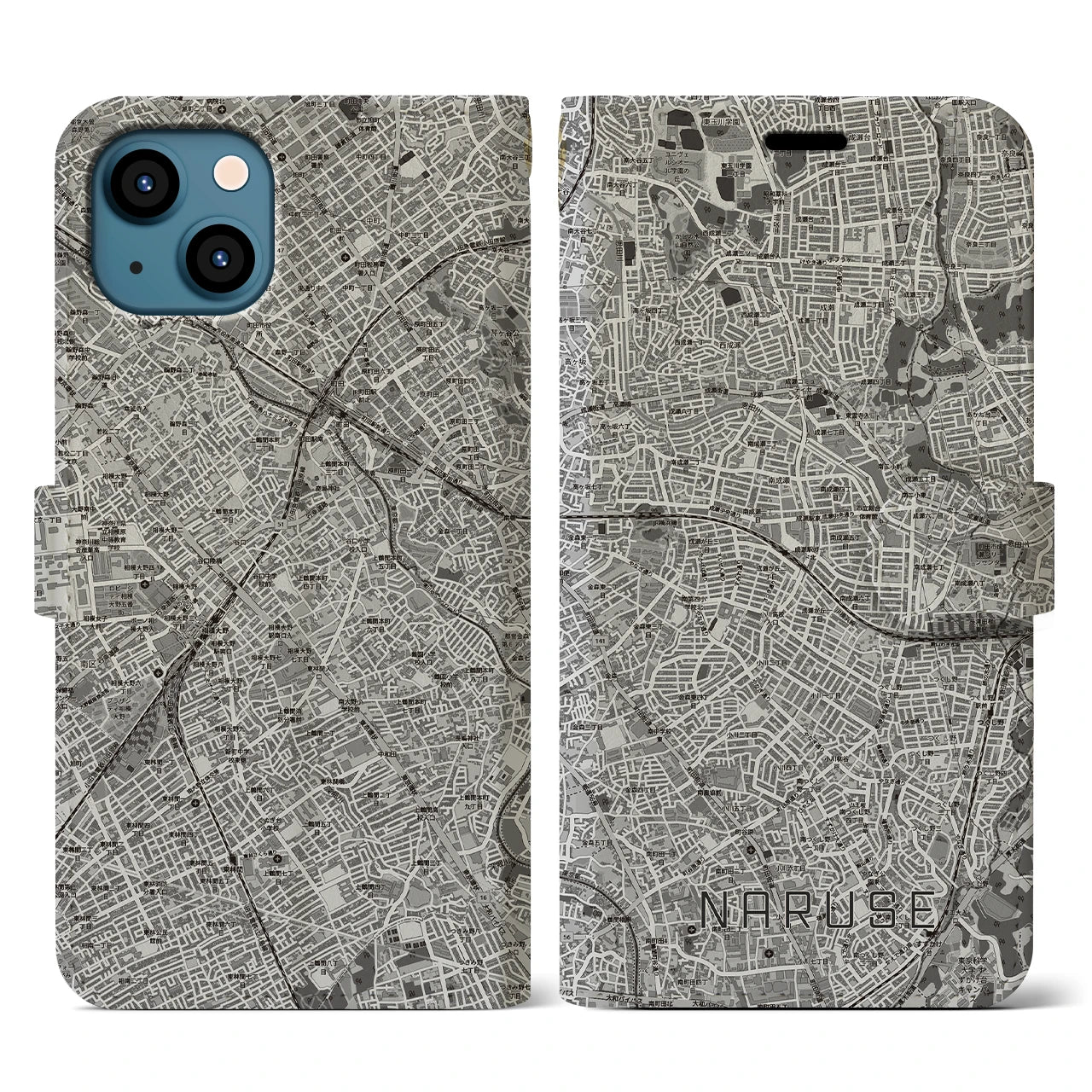 【成瀬(東京都)】地図柄iPhoneケース(手帳タイプ)