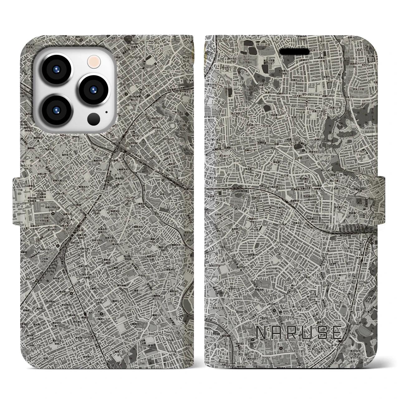 【成瀬(東京都)】地図柄iPhoneケース(手帳タイプ)