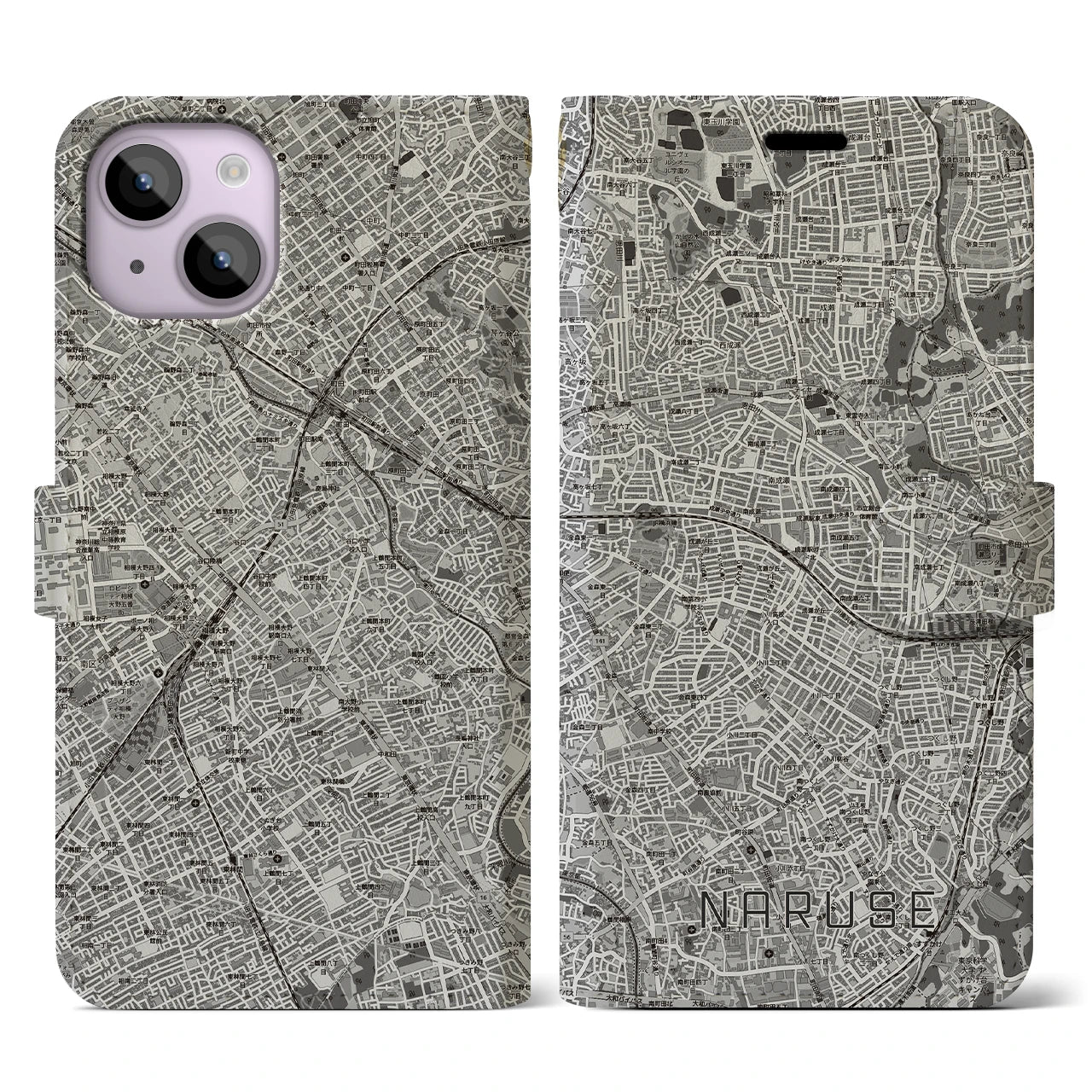 【成瀬(東京都)】地図柄iPhoneケース(手帳タイプ)