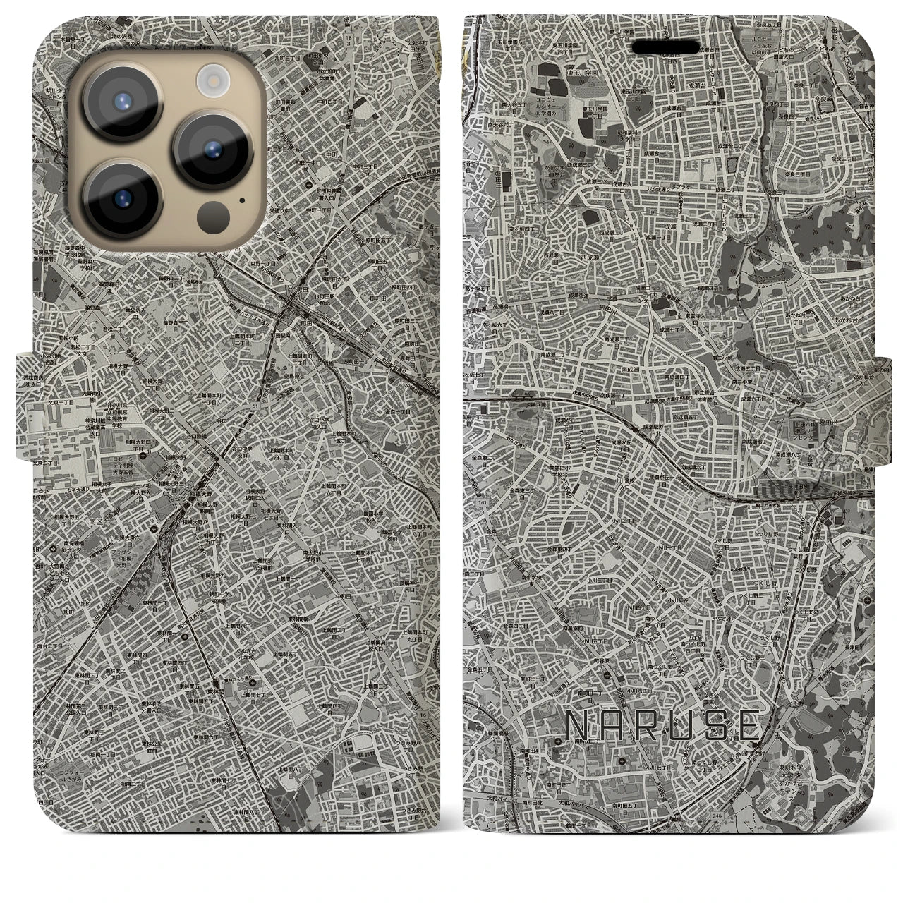 【成瀬(東京都)】地図柄iPhoneケース(手帳タイプ)