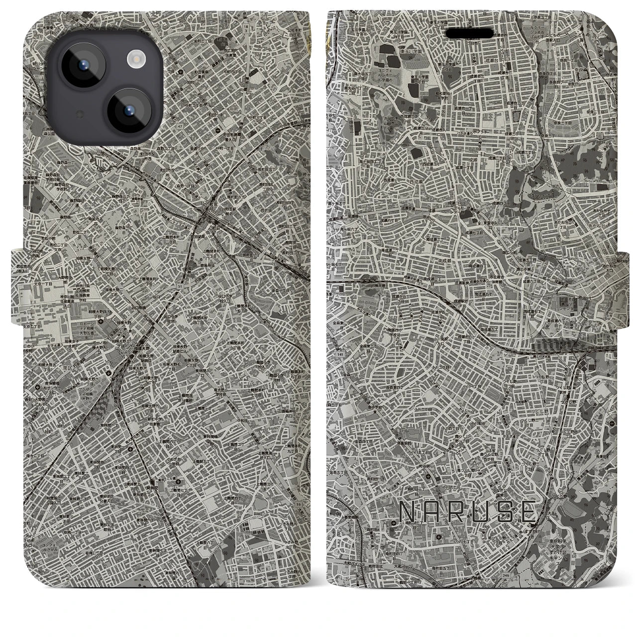 【成瀬(東京都)】地図柄iPhoneケース(手帳タイプ)