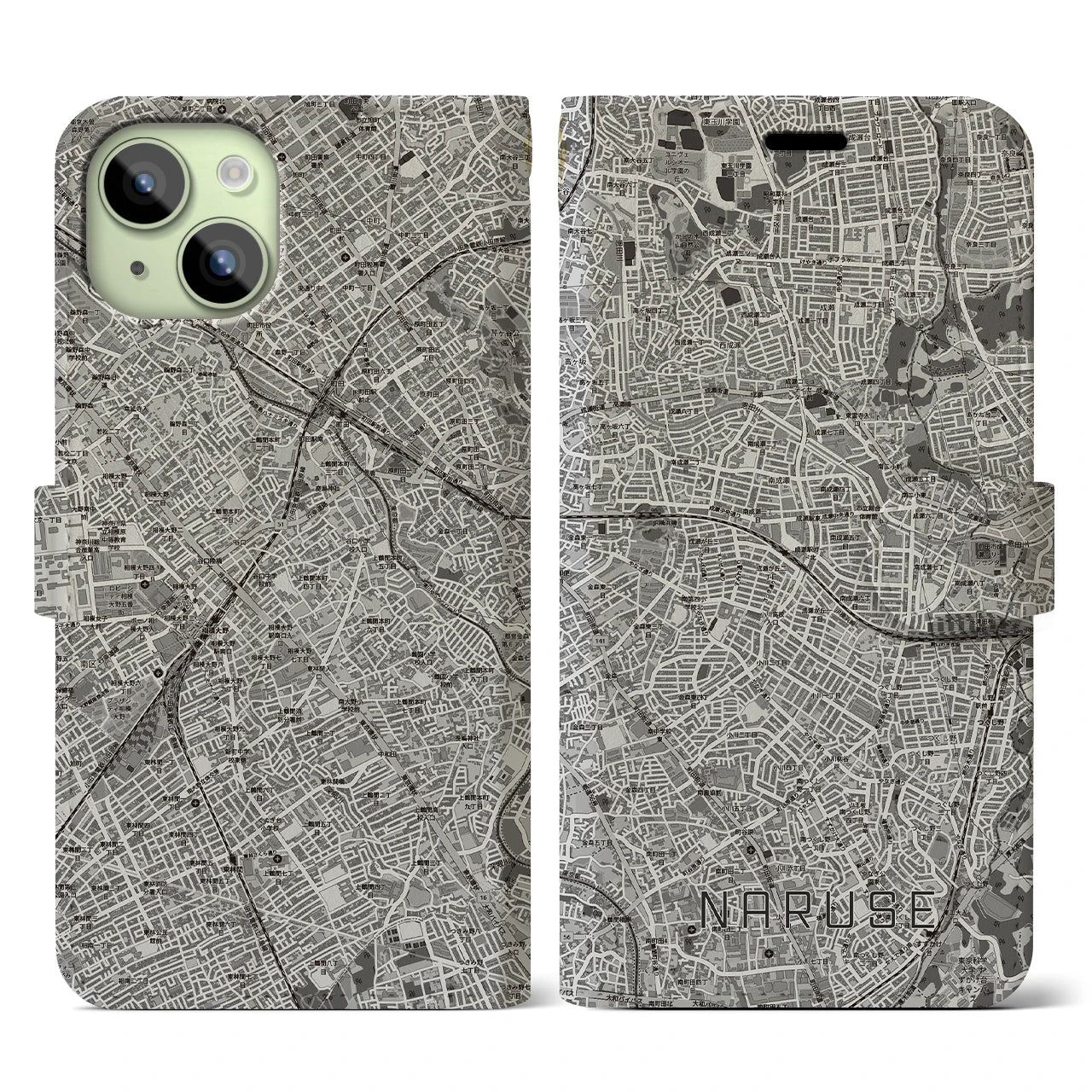 【成瀬(東京都)】地図柄iPhoneケース(手帳タイプ)