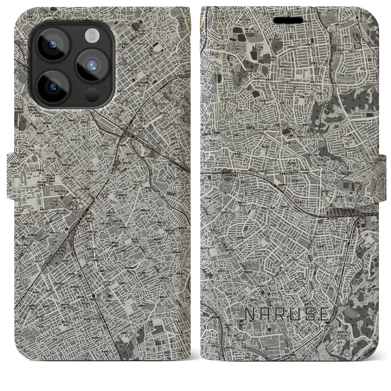 【成瀬(東京都)】地図柄iPhoneケース(手帳タイプ)