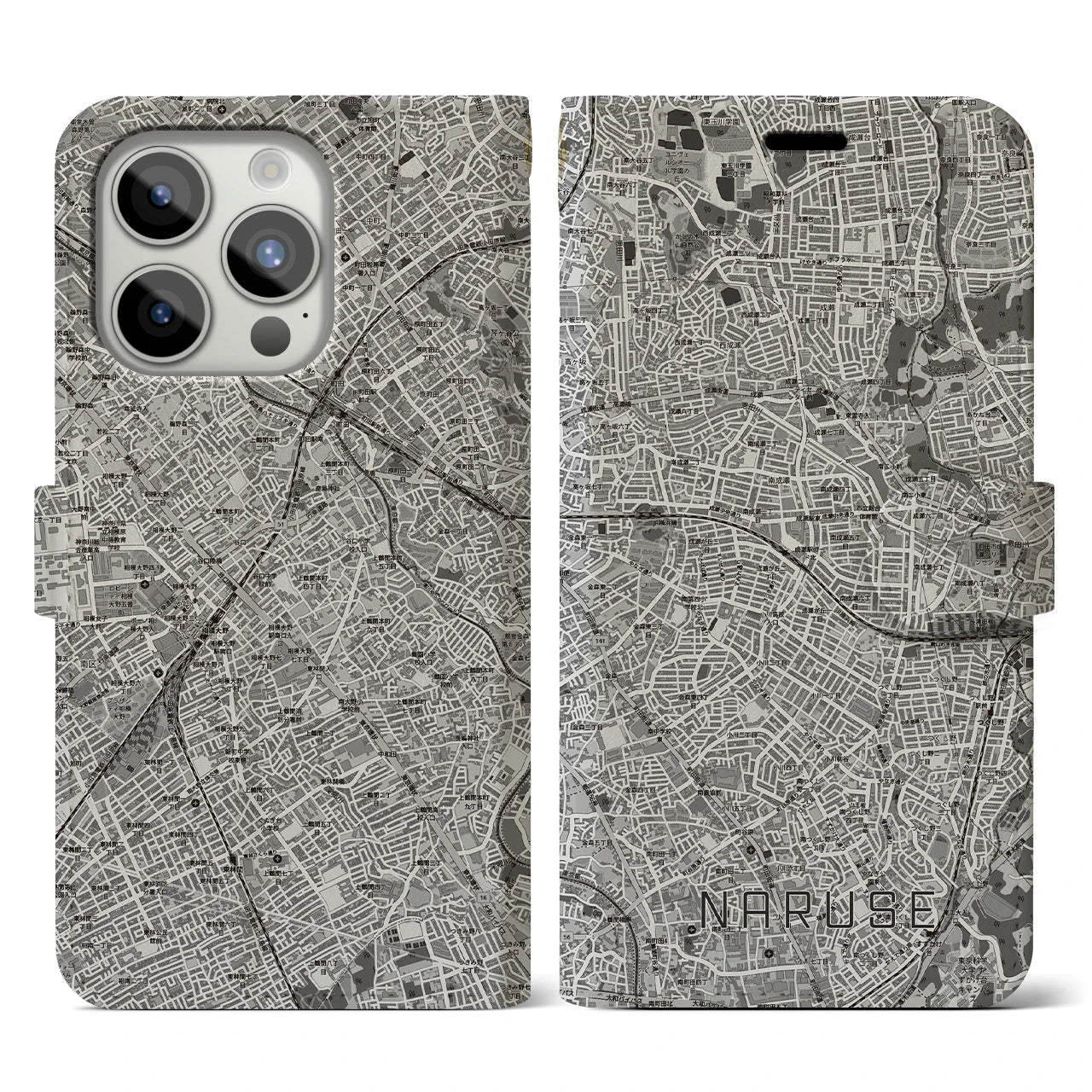 【成瀬(東京都)】地図柄iPhoneケース(手帳タイプ)