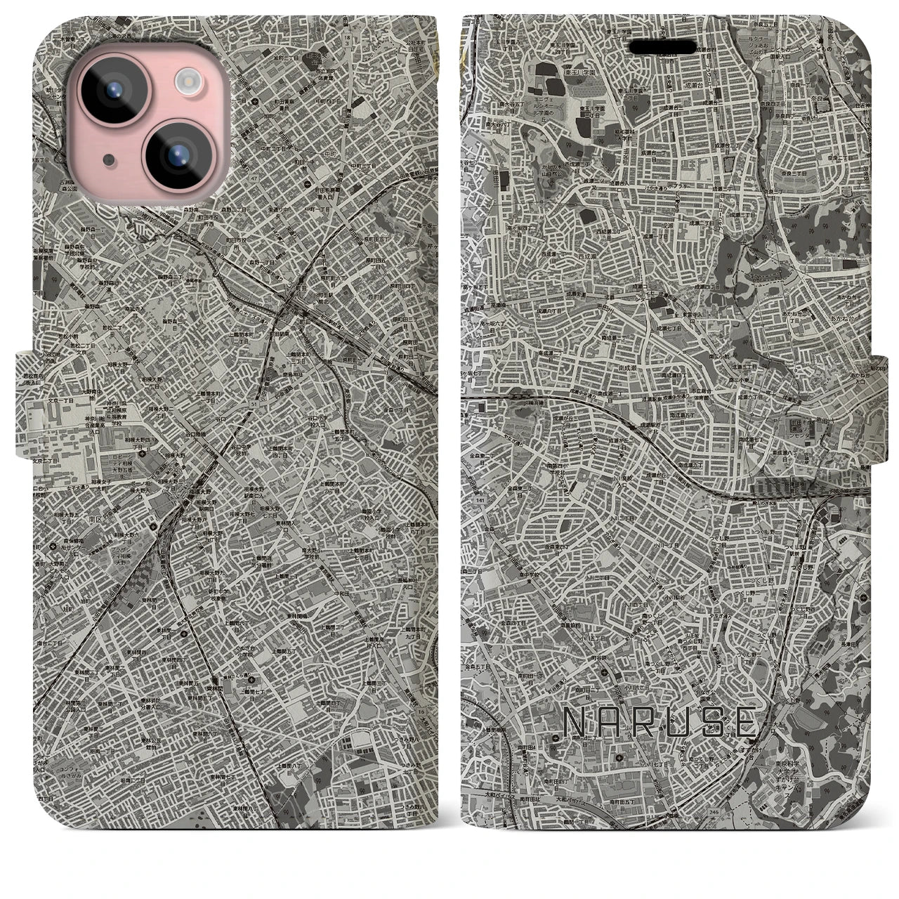 【成瀬(東京都)】地図柄iPhoneケース(手帳タイプ)