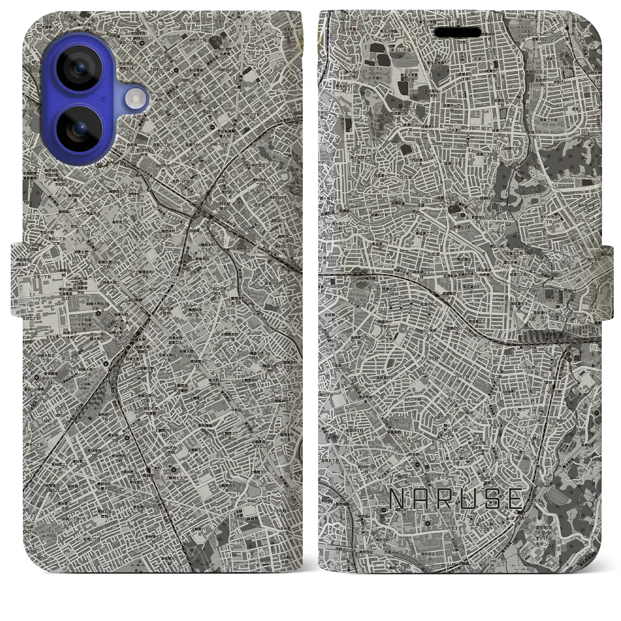 【成瀬(東京都)】地図柄iPhoneケース(手帳タイプ)