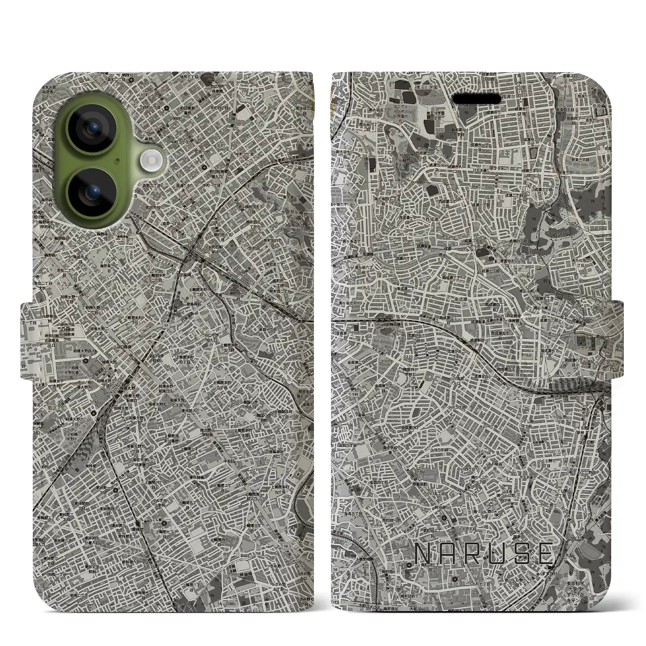 【成瀬(東京都)】地図柄iPhoneケース(手帳タイプ)