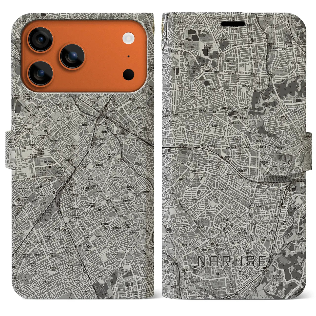 【成瀬(東京都)】地図柄iPhoneケース(手帳タイプ)