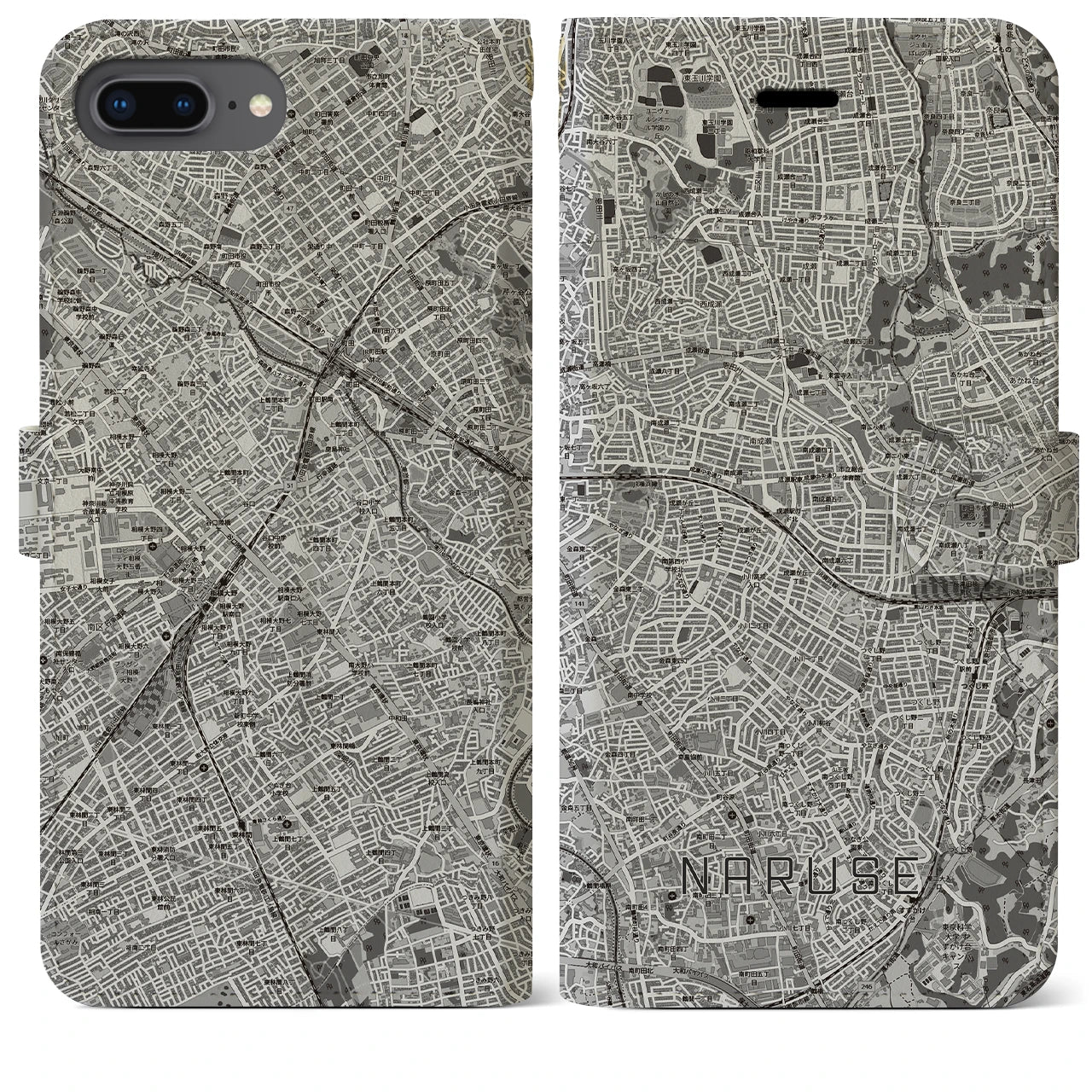 【成瀬(東京都)】地図柄iPhoneケース(手帳タイプ)