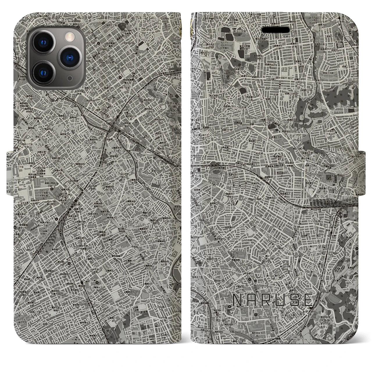 【成瀬(東京都)】地図柄iPhoneケース(手帳タイプ)