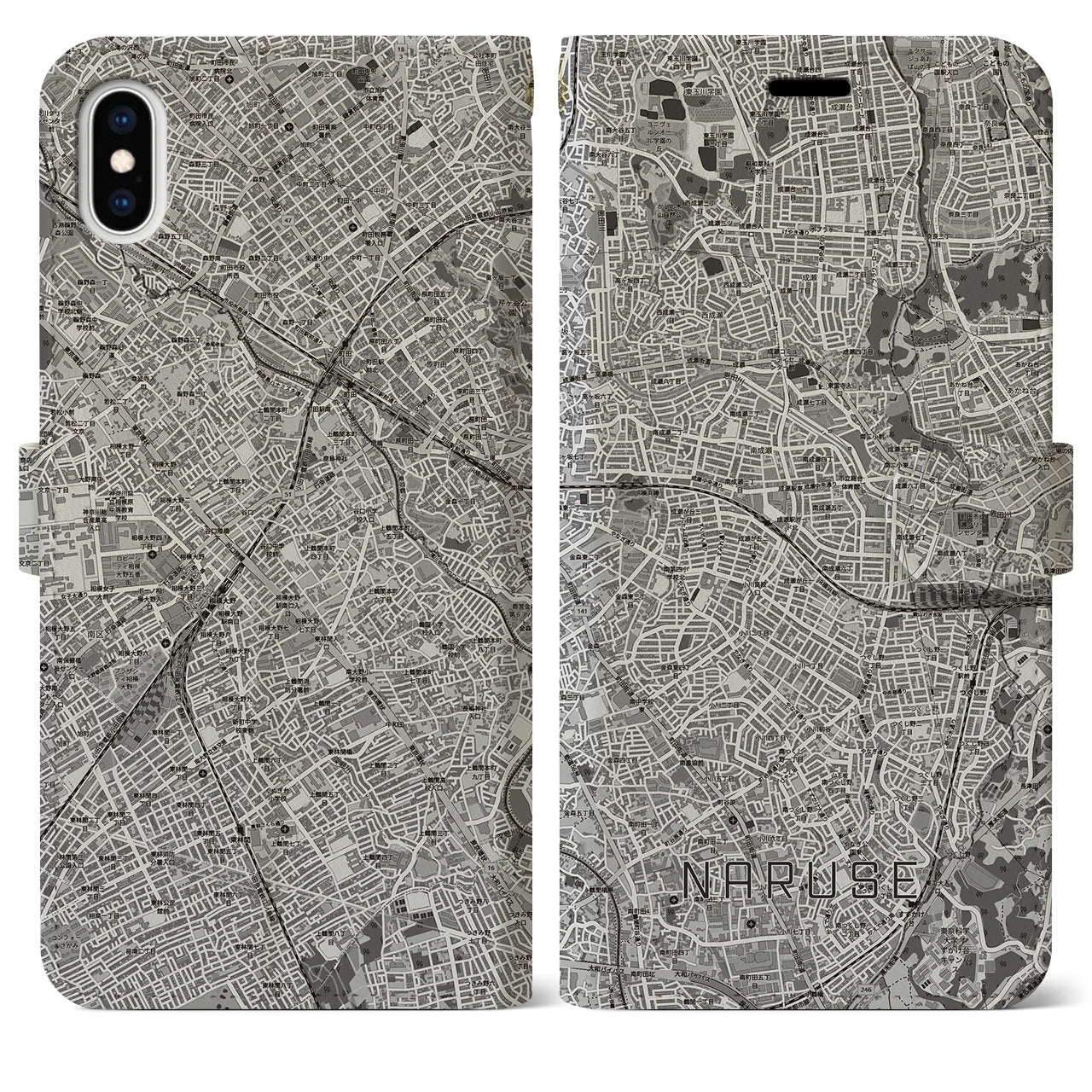 【成瀬(東京都)】地図柄iPhoneケース(手帳タイプ)