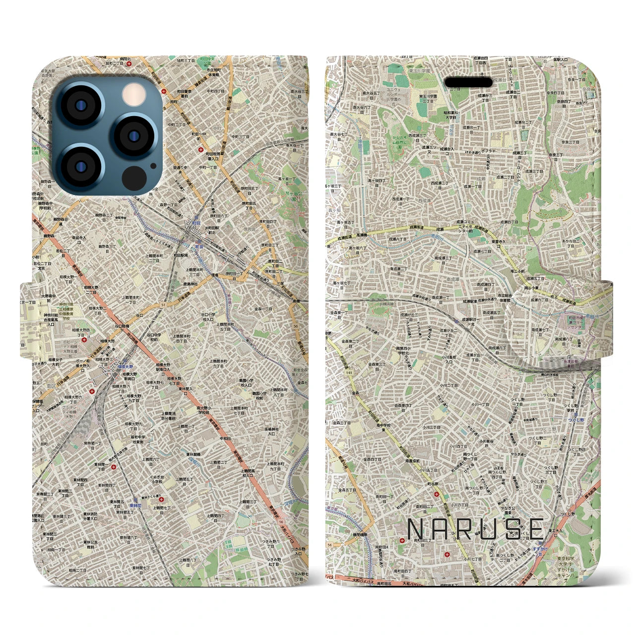 【成瀬(東京都)】地図柄iPhoneケース(手帳タイプ)