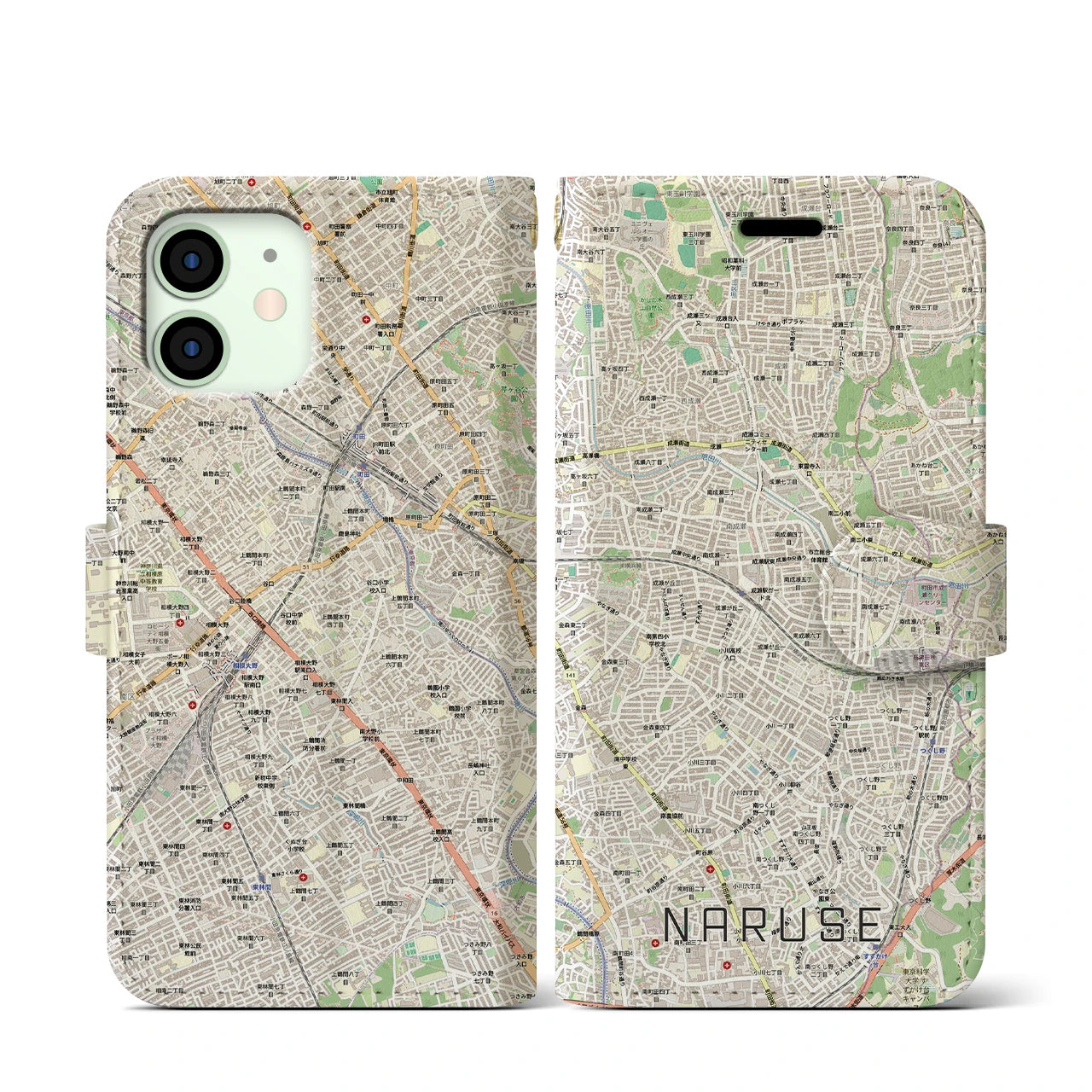 【成瀬(東京都)】地図柄iPhoneケース(手帳タイプ)