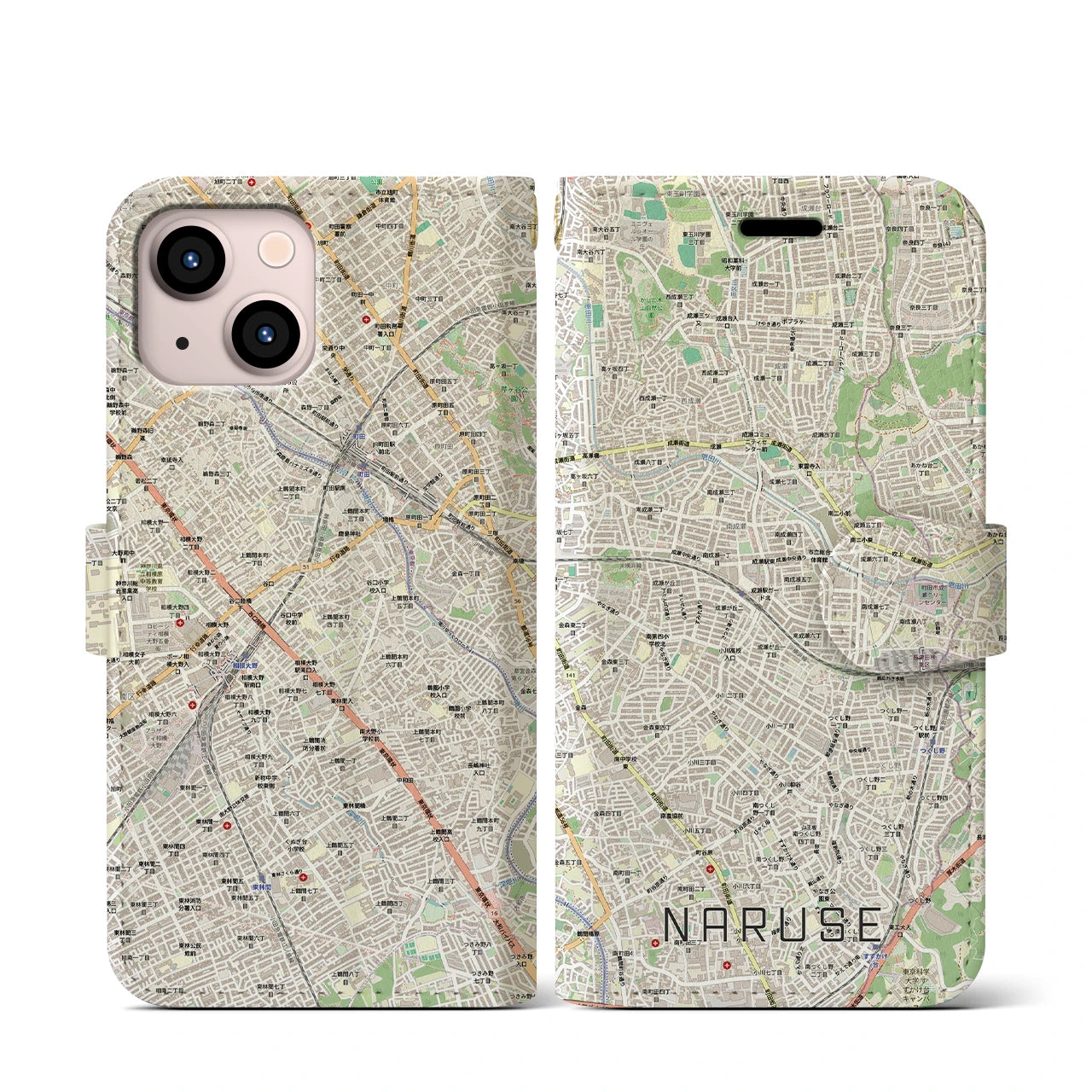 【成瀬(東京都)】地図柄iPhoneケース(手帳タイプ)