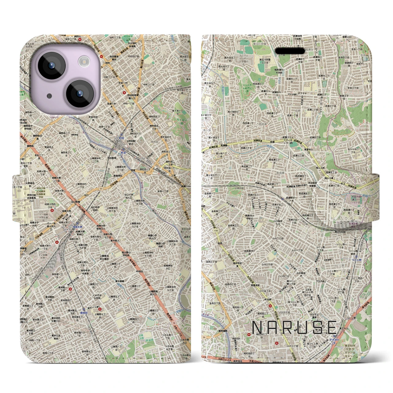 【成瀬(東京都)】地図柄iPhoneケース(手帳タイプ)