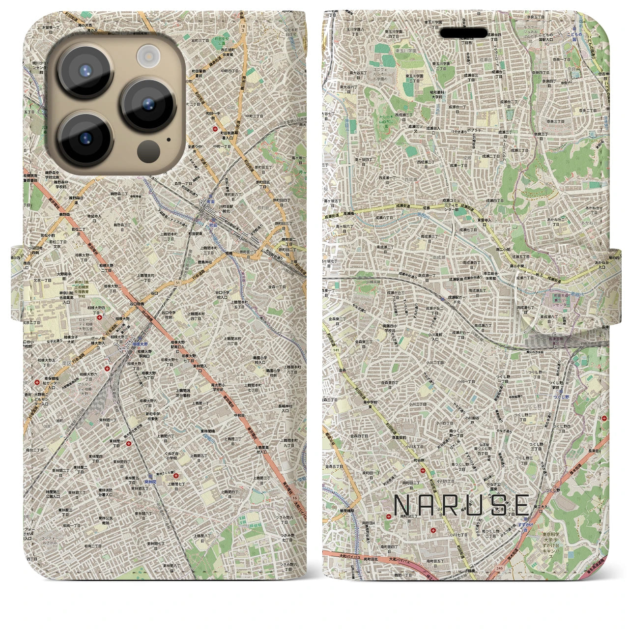 【成瀬(東京都)】地図柄iPhoneケース(手帳タイプ)