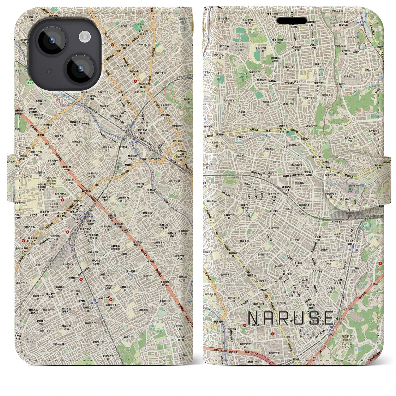 【成瀬(東京都)】地図柄iPhoneケース(手帳タイプ)