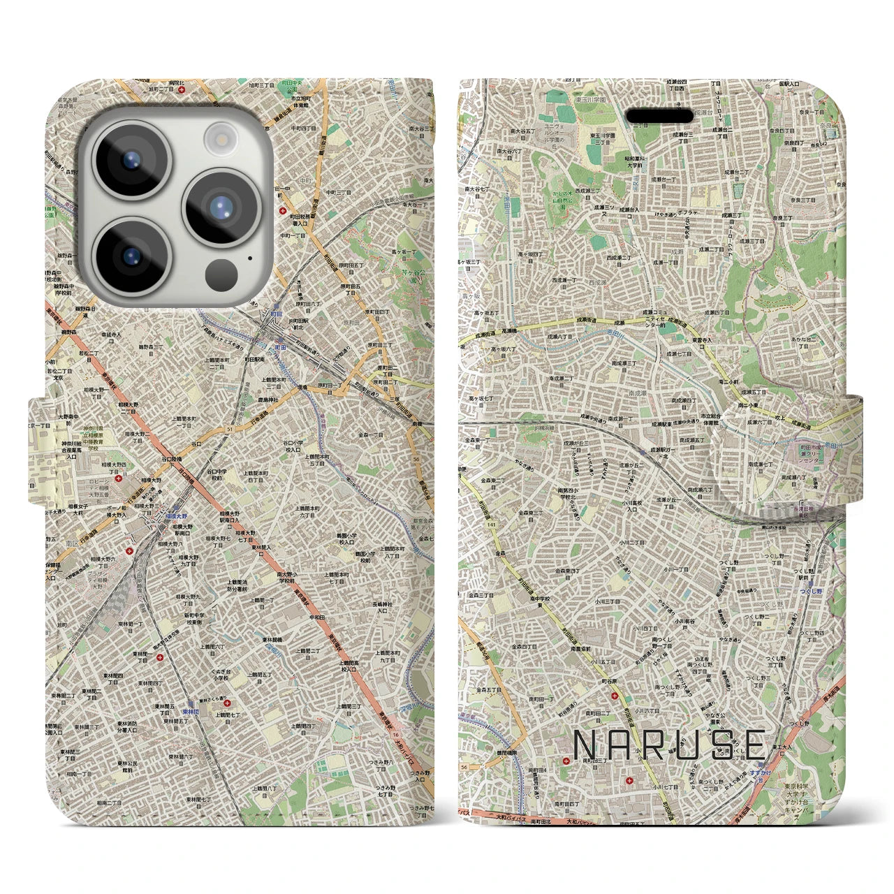 【成瀬(東京都)】地図柄iPhoneケース(手帳タイプ)