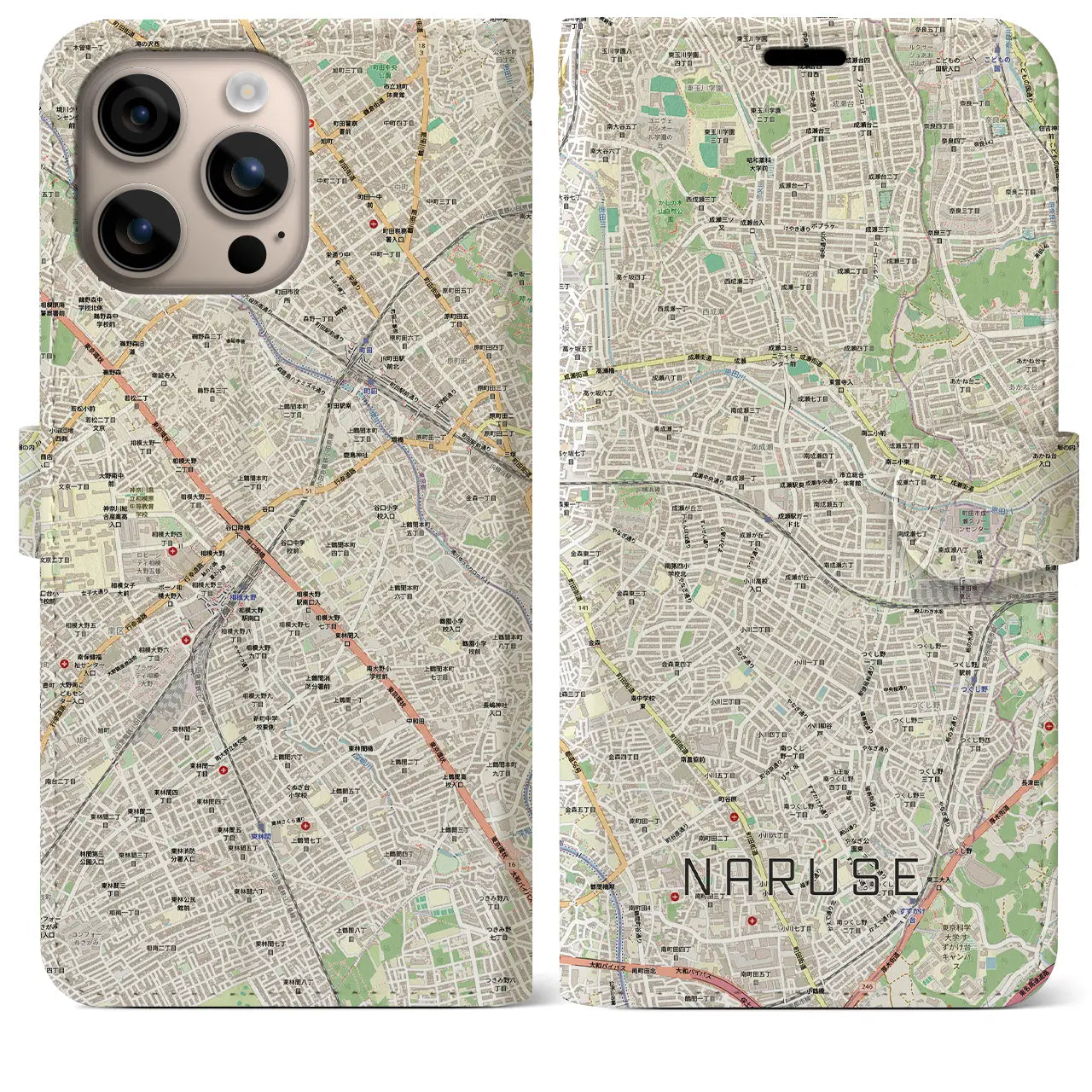 【成瀬(東京都)】地図柄iPhoneケース(手帳タイプ)