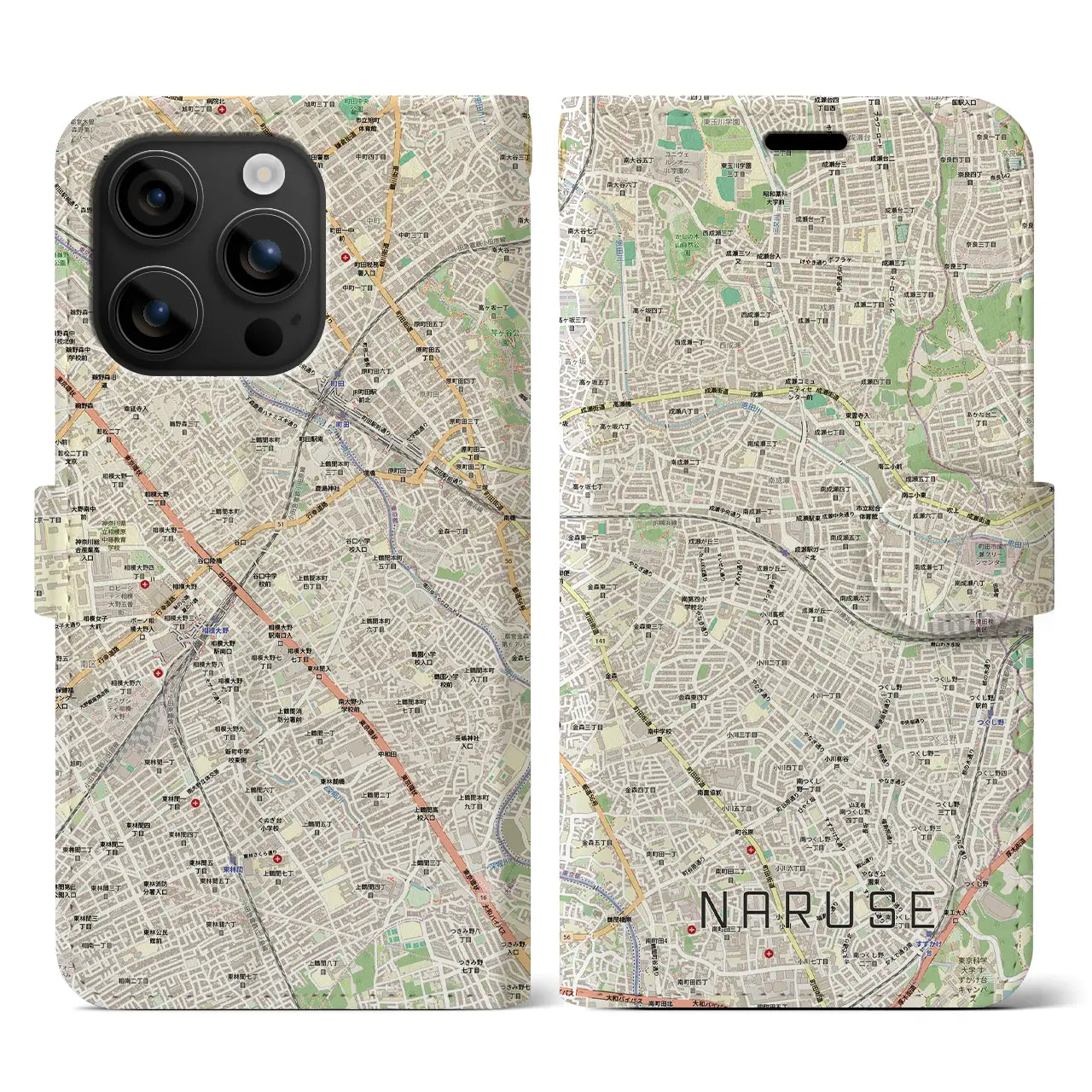 【成瀬(東京都)】地図柄iPhoneケース(手帳タイプ)