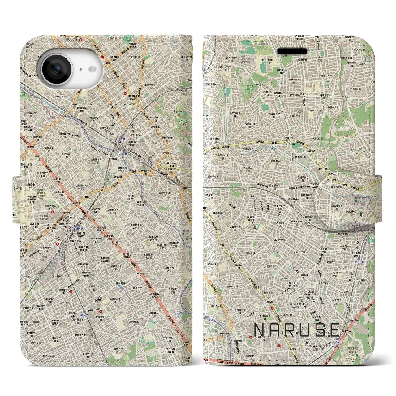 【成瀬(東京都)】地図柄iPhoneケース(手帳タイプ)