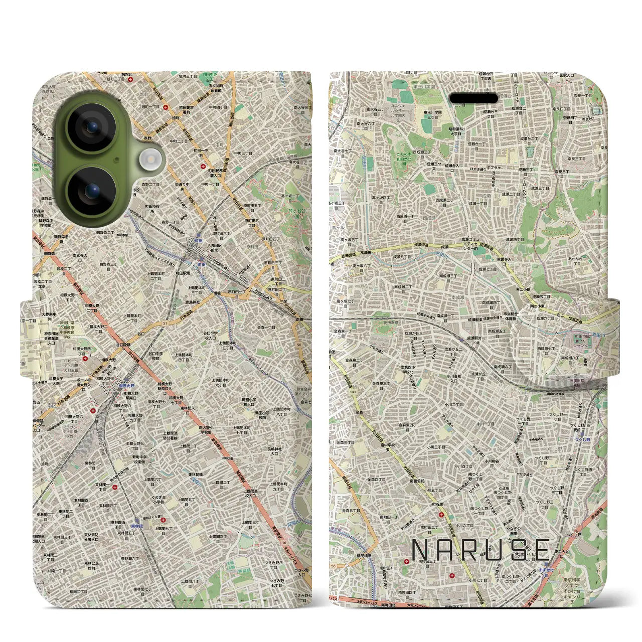 【成瀬(東京都)】地図柄iPhoneケース(手帳タイプ)