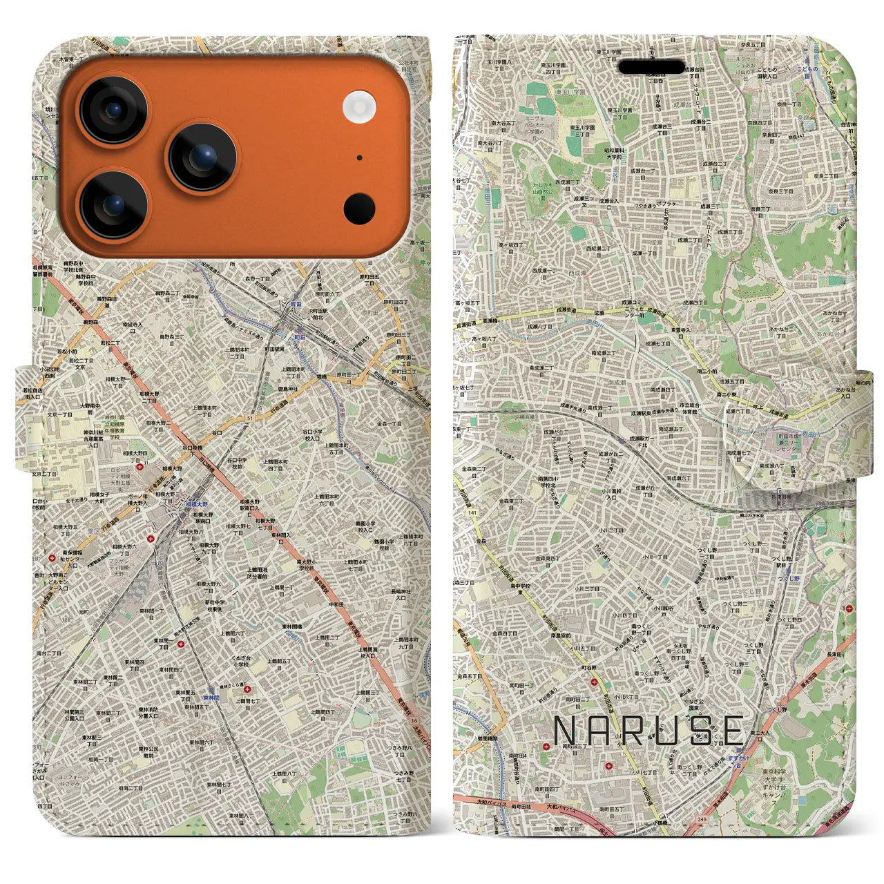 【成瀬(東京都)】地図柄iPhoneケース(手帳タイプ)