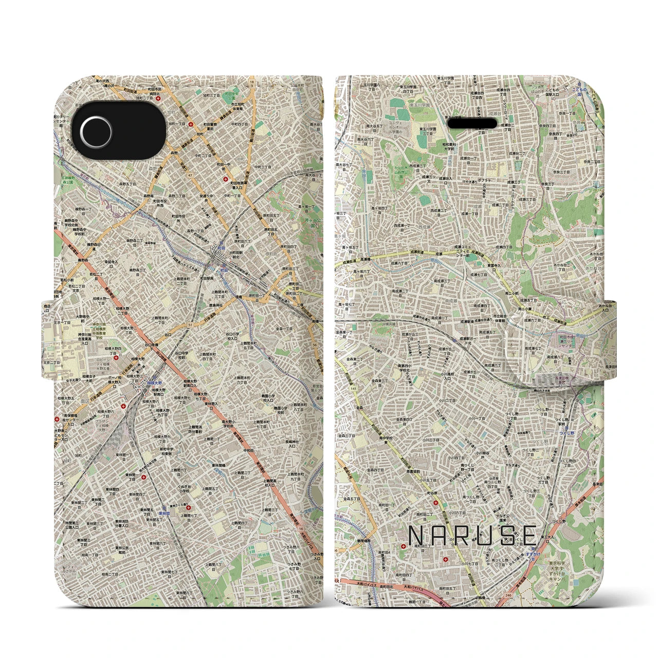 【成瀬(東京都)】地図柄iPhoneケース(手帳タイプ)