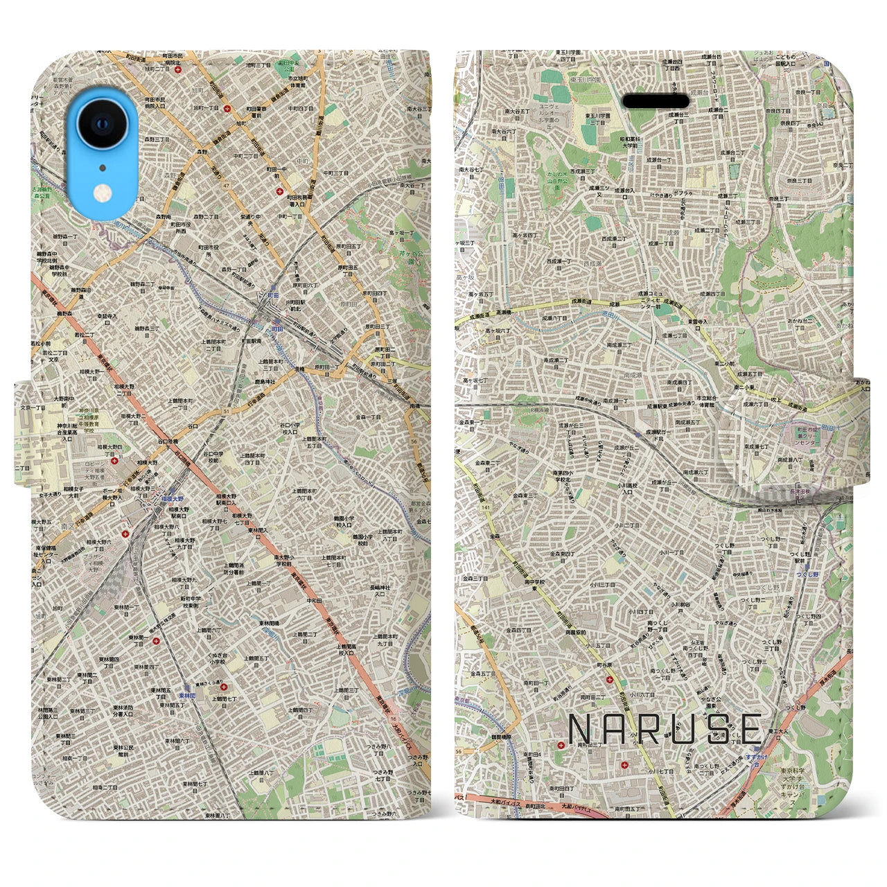 【成瀬(東京都)】地図柄iPhoneケース(手帳タイプ)