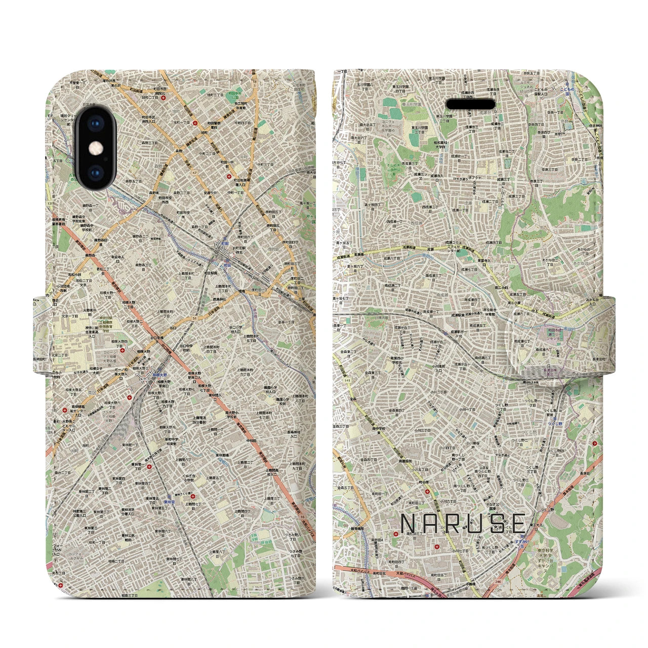 【成瀬(東京都)】地図柄iPhoneケース(手帳タイプ)