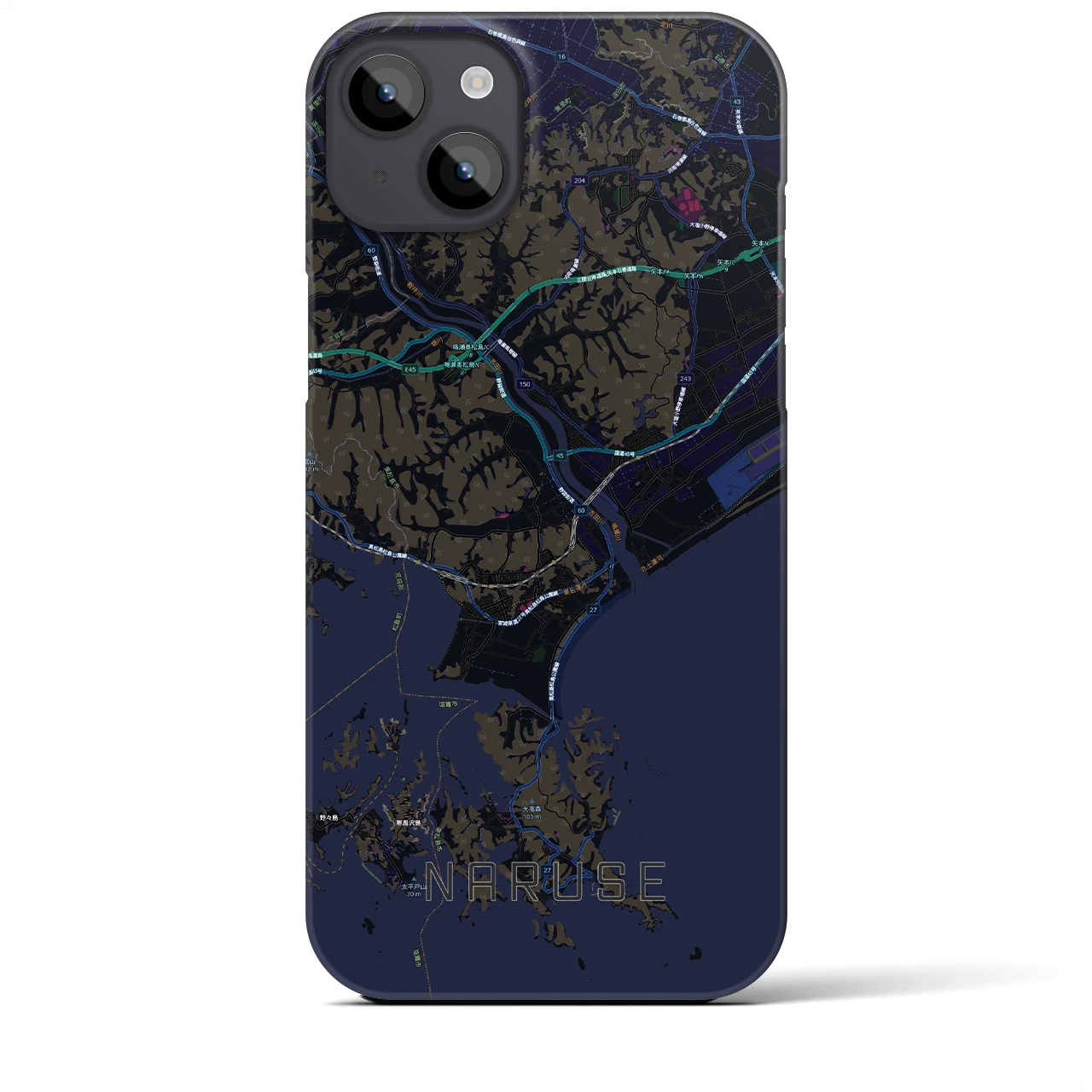 【鳴瀬(宮城県)】地図柄iPhoneケース(バックカバータイプ)