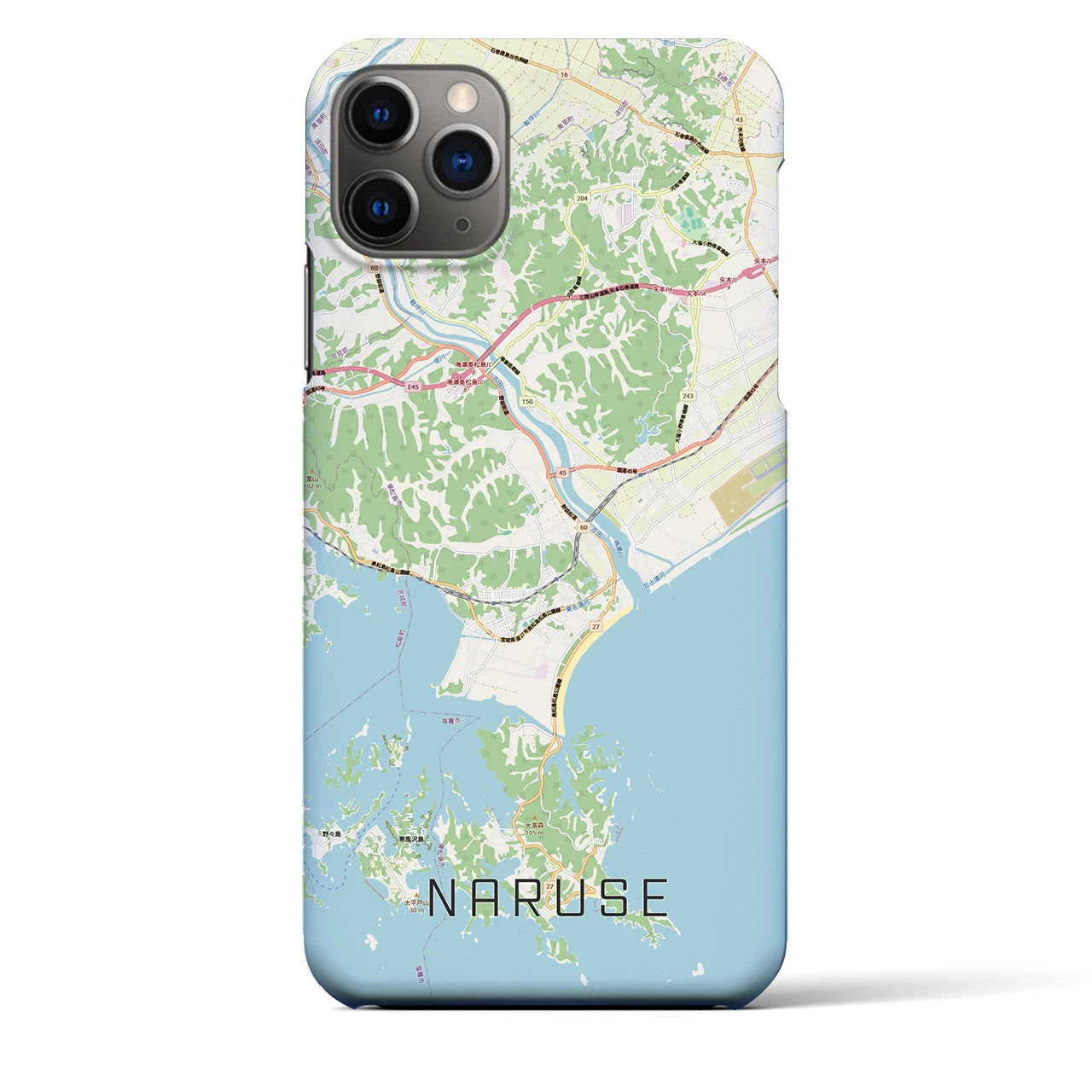 【鳴瀬(宮城県)】地図柄iPhoneケース(バックカバータイプ)