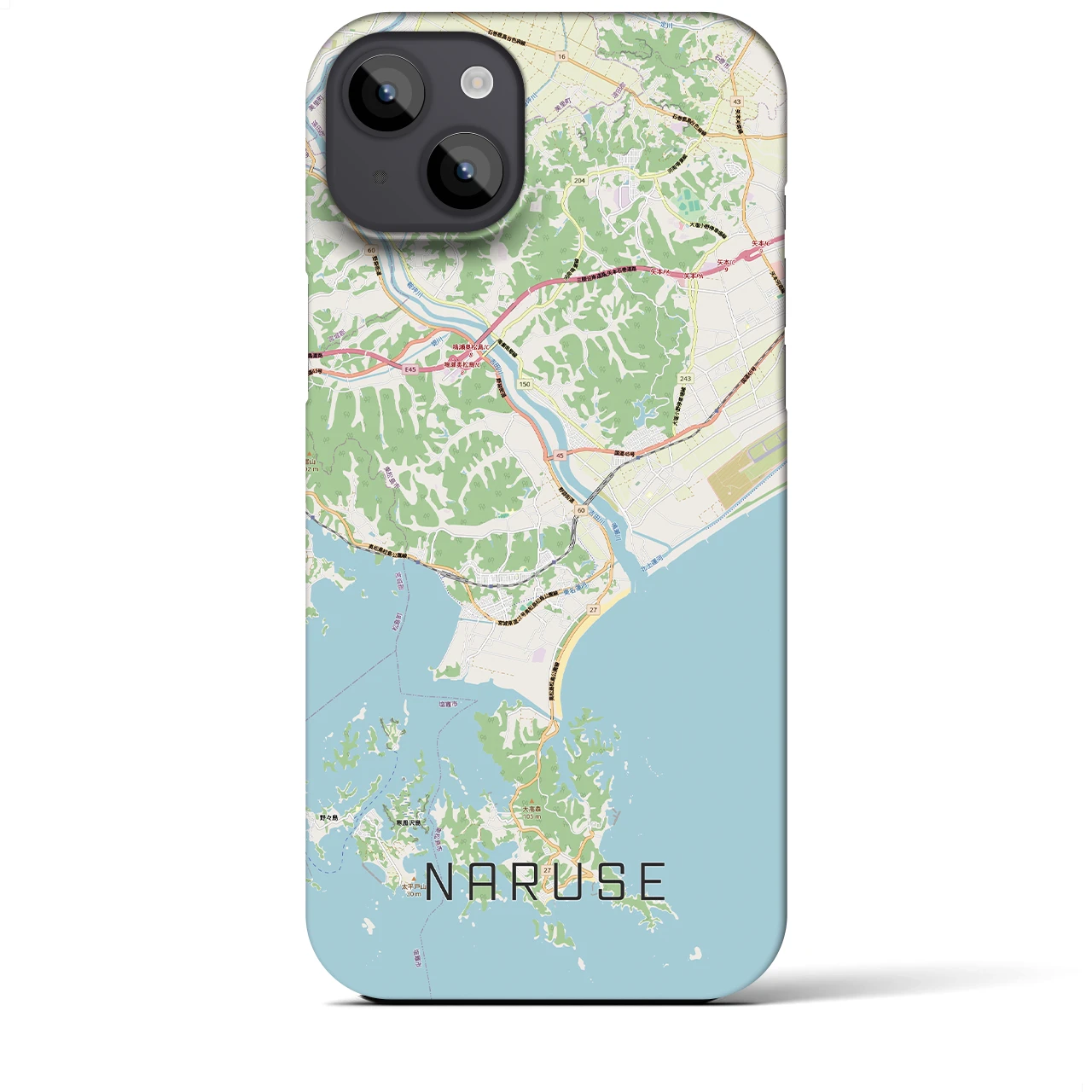 【鳴瀬(宮城県)】地図柄iPhoneケース(バックカバータイプ)