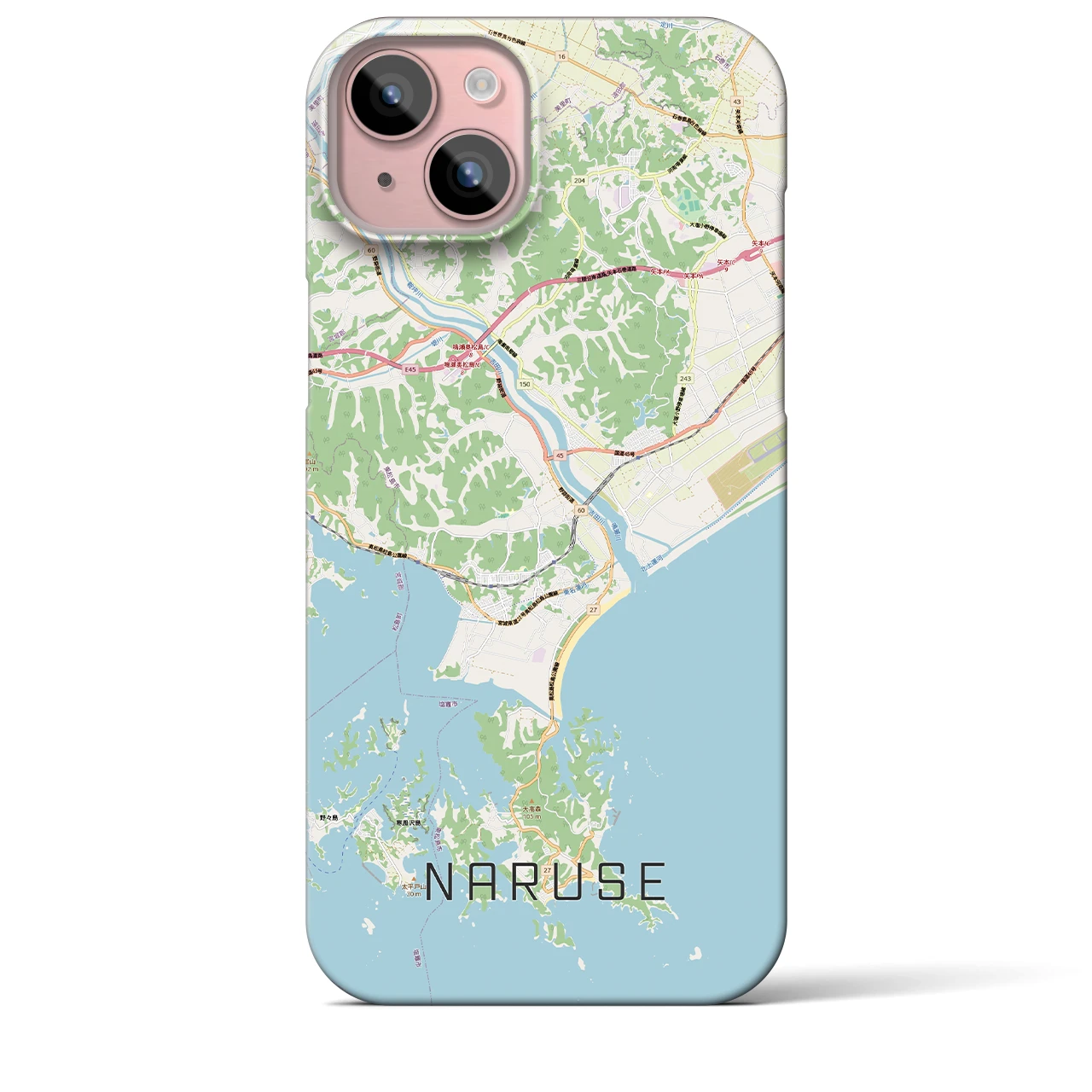 【鳴瀬(宮城県)】地図柄iPhoneケース(バックカバータイプ)