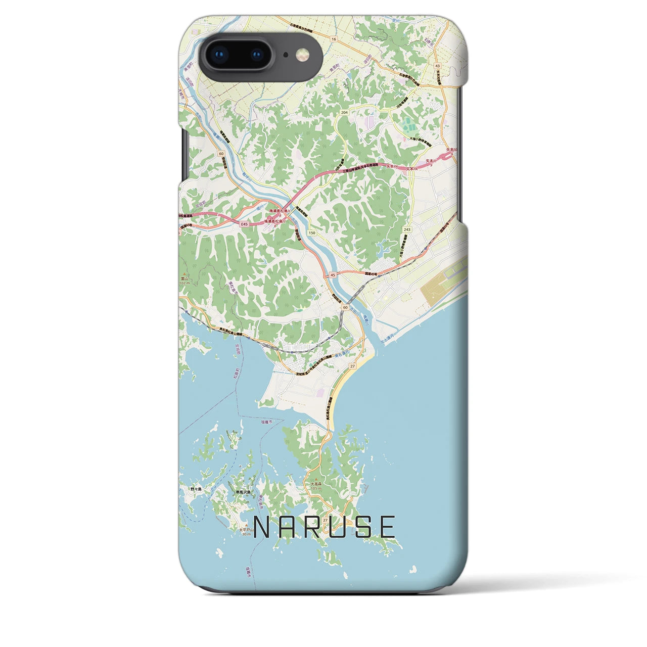 【鳴瀬(宮城県)】地図柄iPhoneケース(バックカバータイプ)