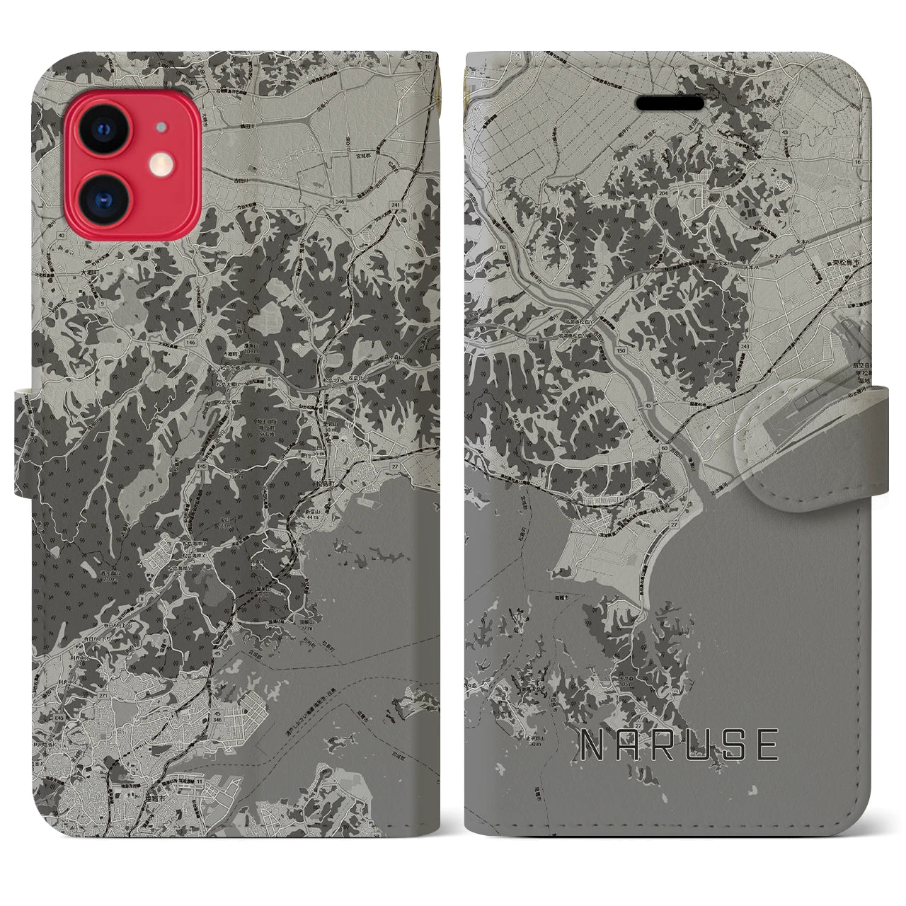 【鳴瀬(宮城県)】地図柄iPhoneケース(手帳タイプ)