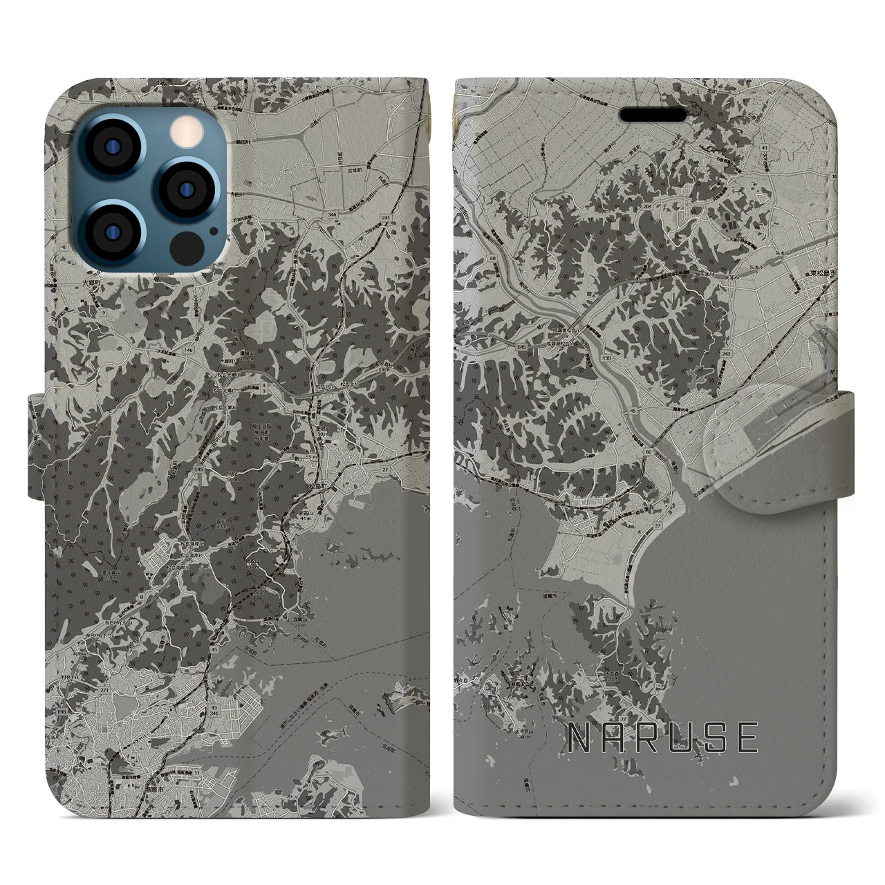 【鳴瀬(宮城県)】地図柄iPhoneケース(手帳タイプ)