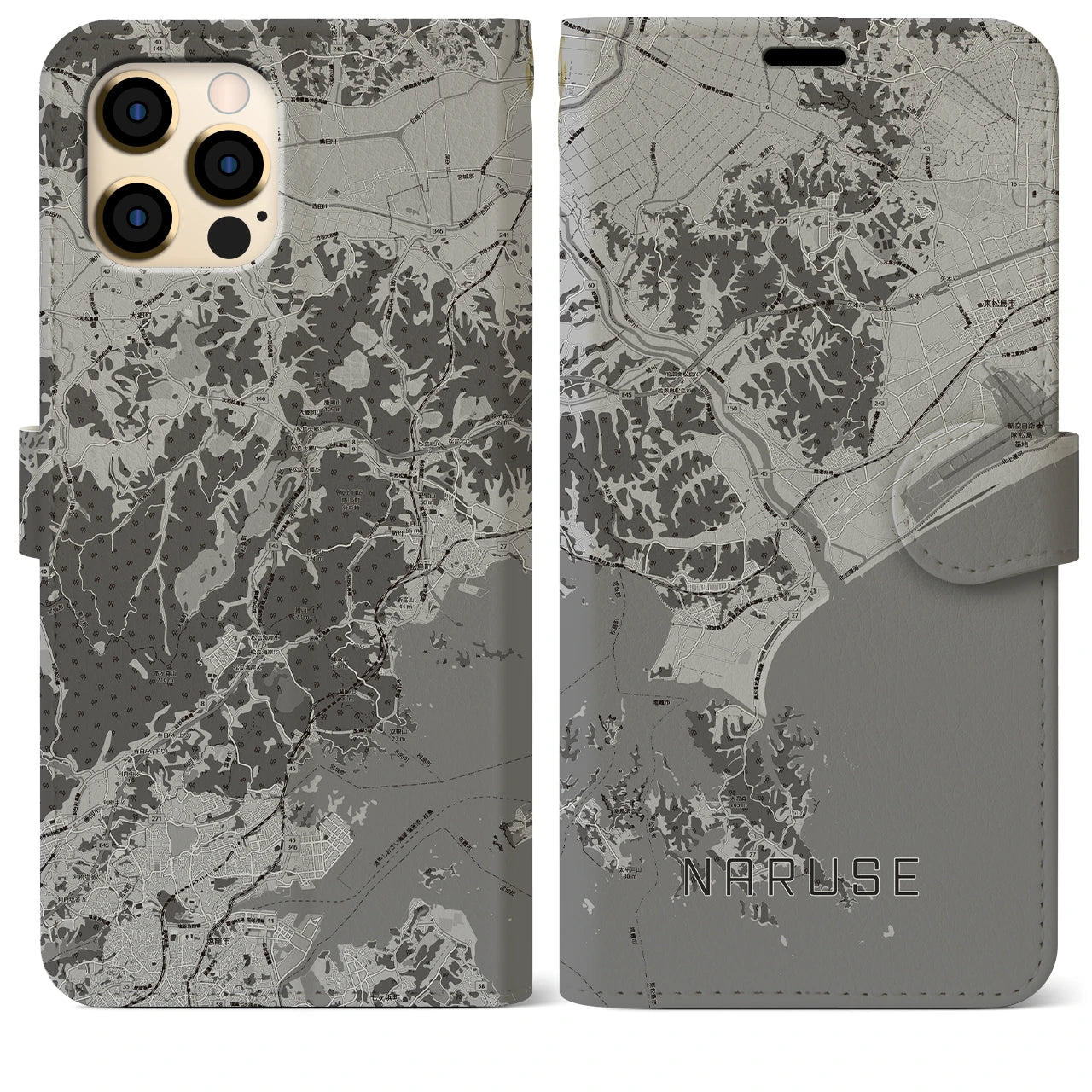 【鳴瀬(宮城県)】地図柄iPhoneケース(手帳タイプ)