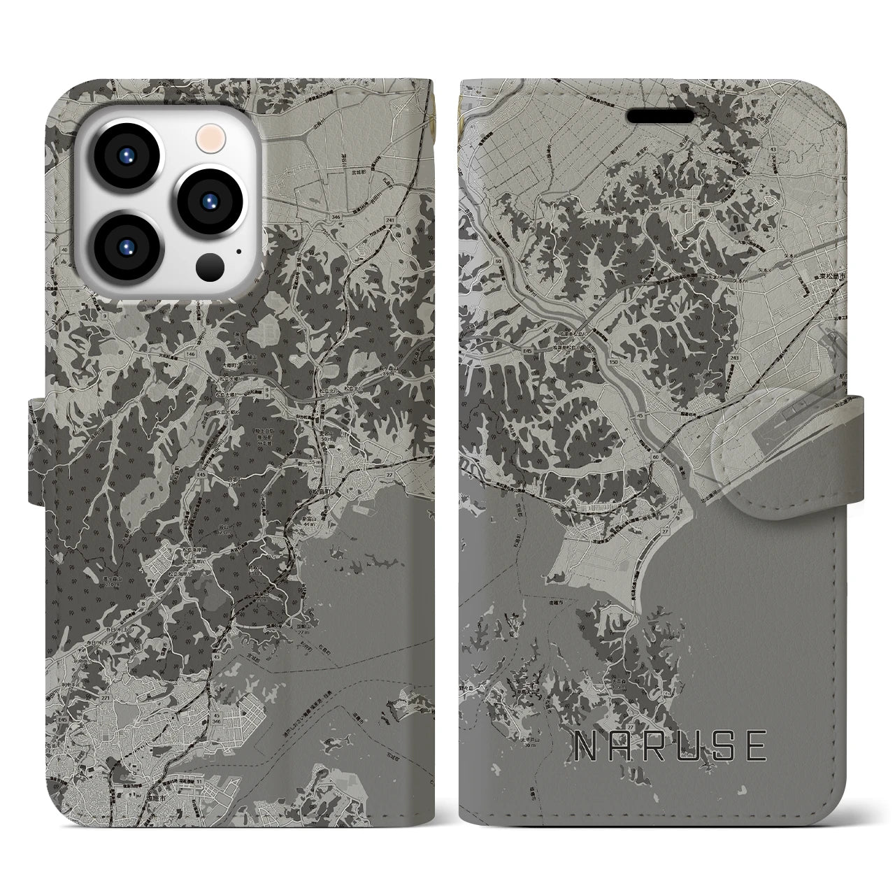 【鳴瀬(宮城県)】地図柄iPhoneケース(手帳タイプ)