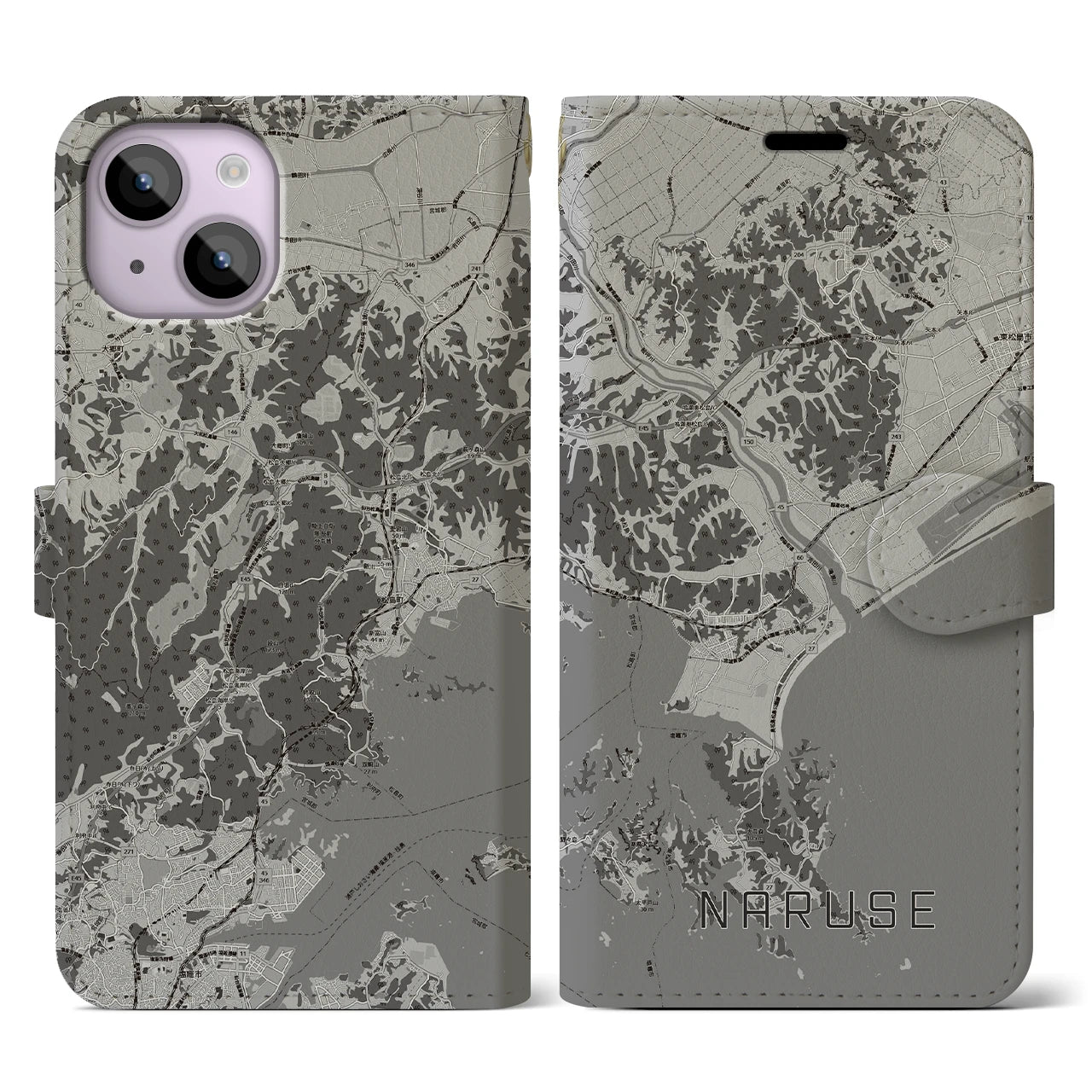 【鳴瀬(宮城県)】地図柄iPhoneケース(手帳タイプ)