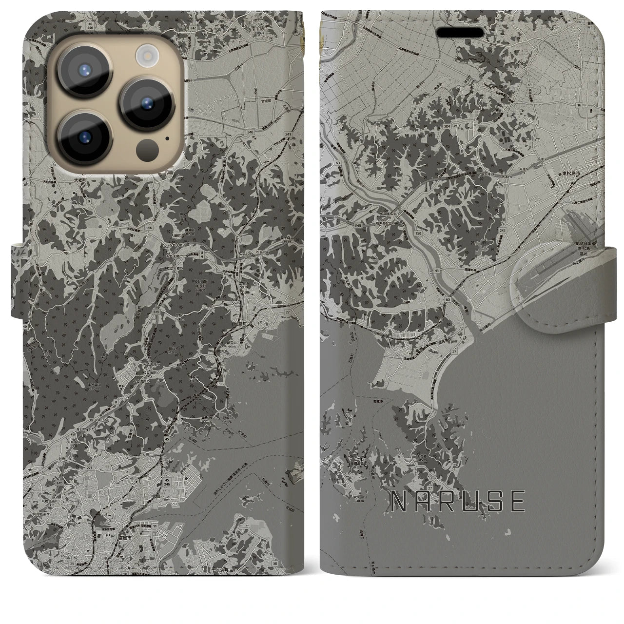 【鳴瀬(宮城県)】地図柄iPhoneケース(手帳タイプ)